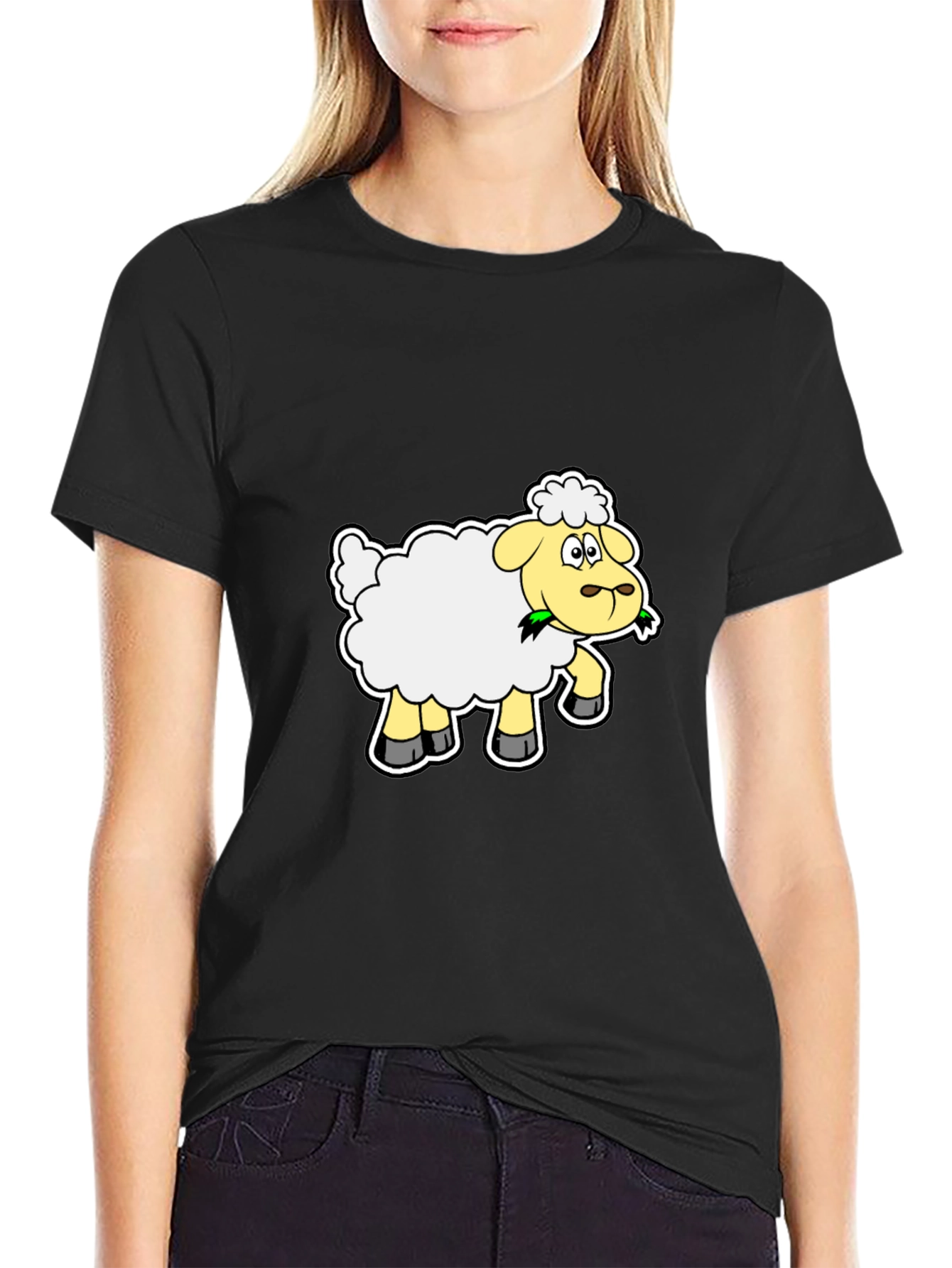 Sheep Graphic Tee - Black Cotton Blend