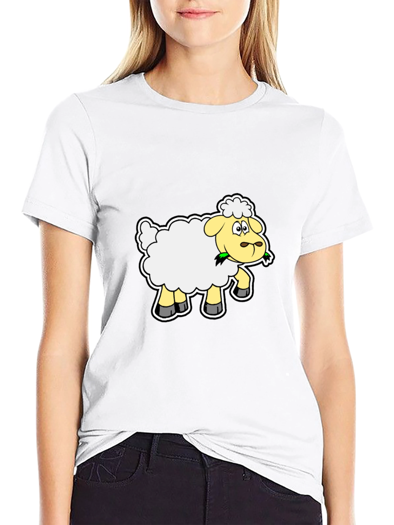 Sheep Graphic Tee - Black Cotton Blend
