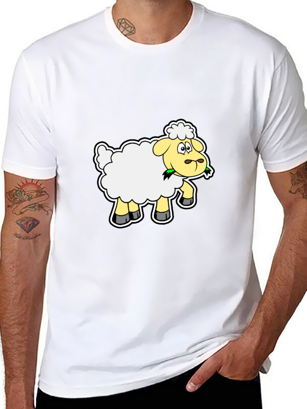 Sheep Graphic Tee - Black Cotton Blend
