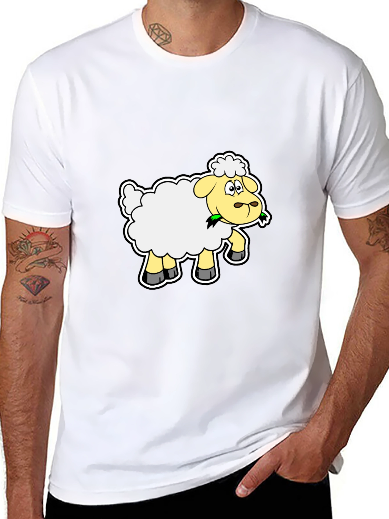 Sheep Graphic Tee - Black Cotton Blend