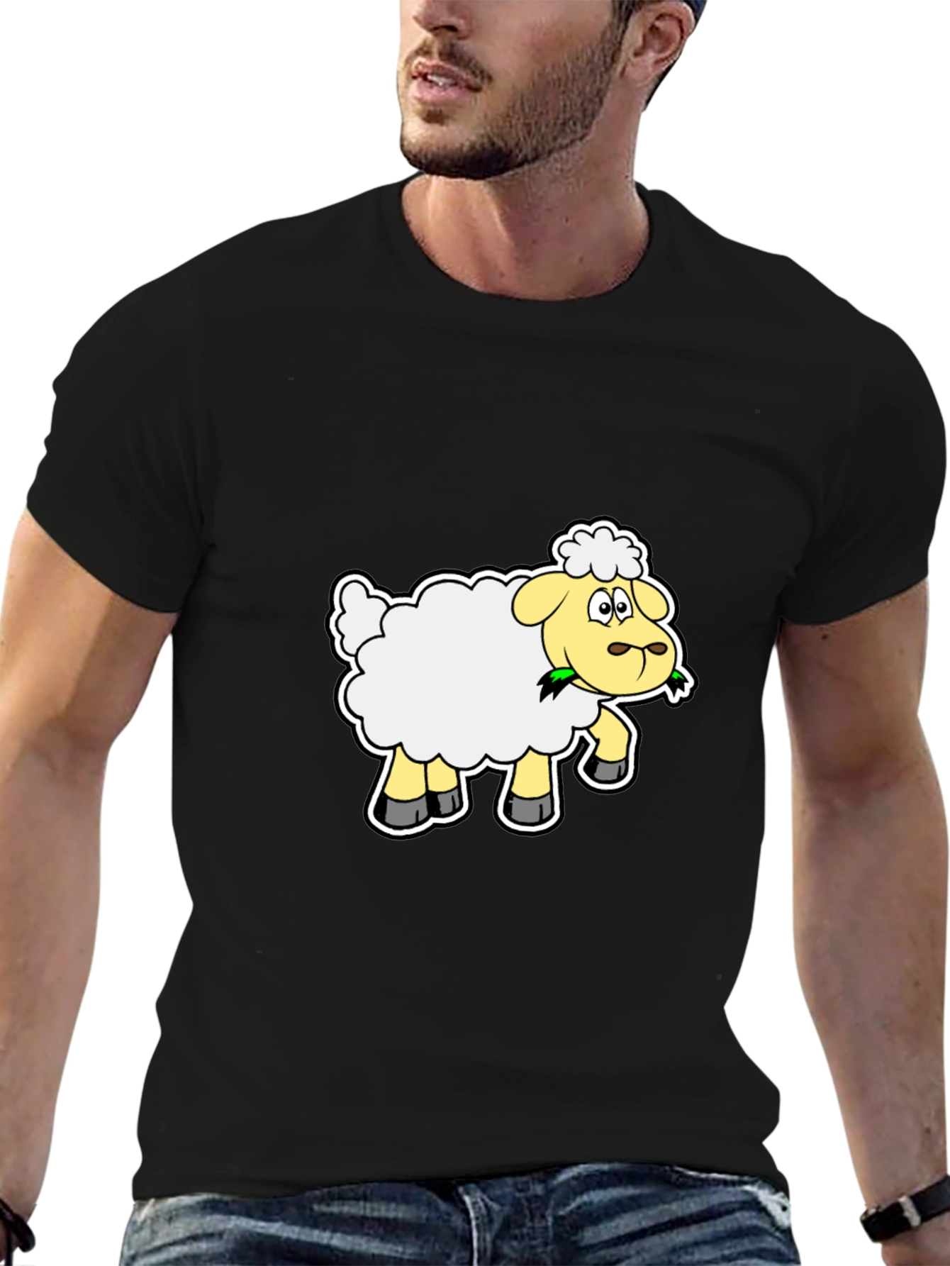 Sheep Graphic Tee - Black Cotton Blend