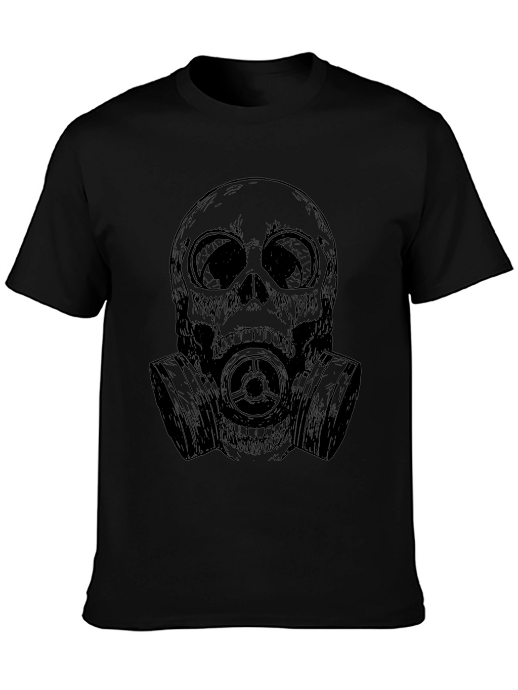 Skull Gas Mask Graphic Tee - Black