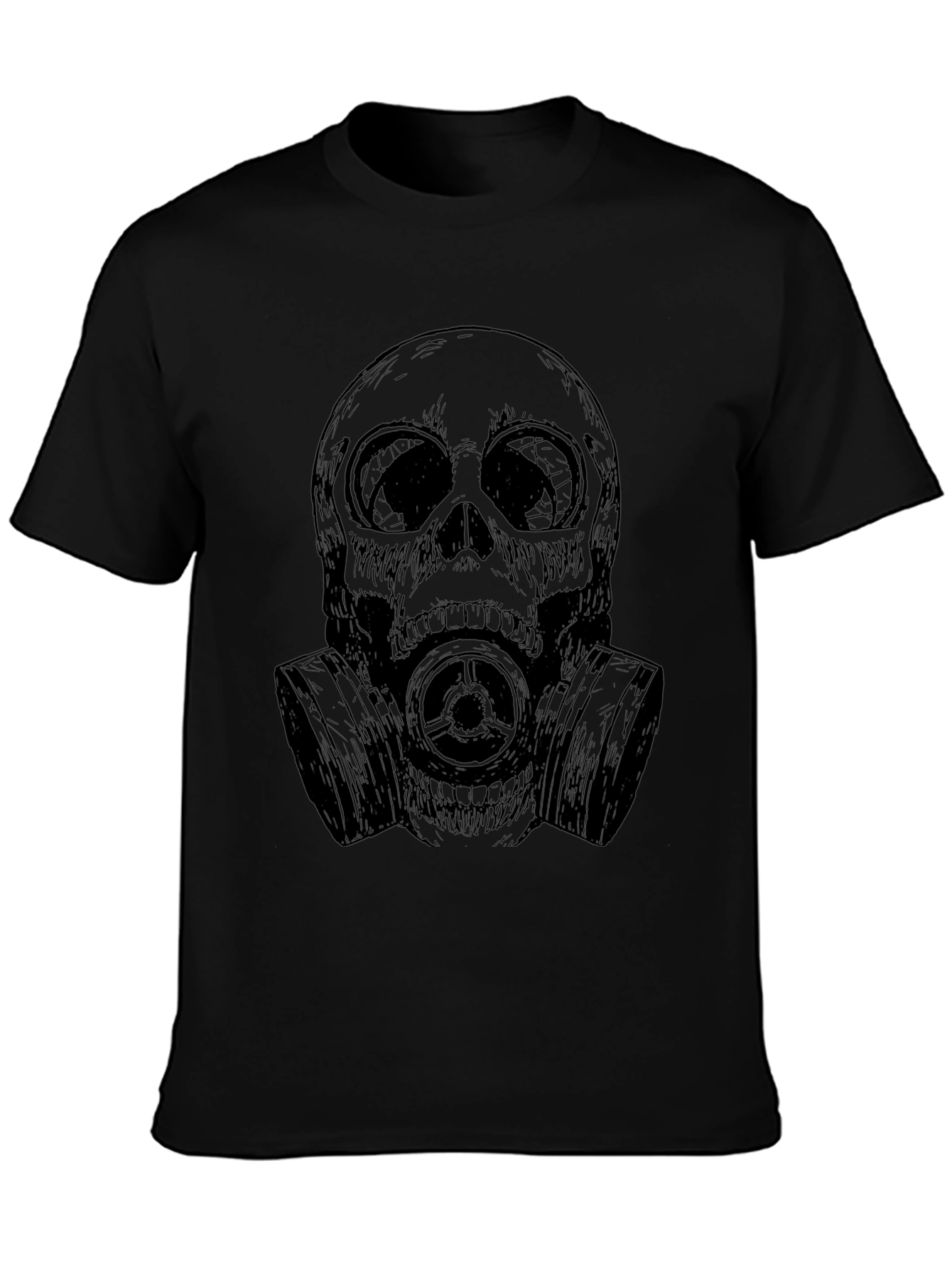 Skull Gas Mask Graphic Tee - Black
