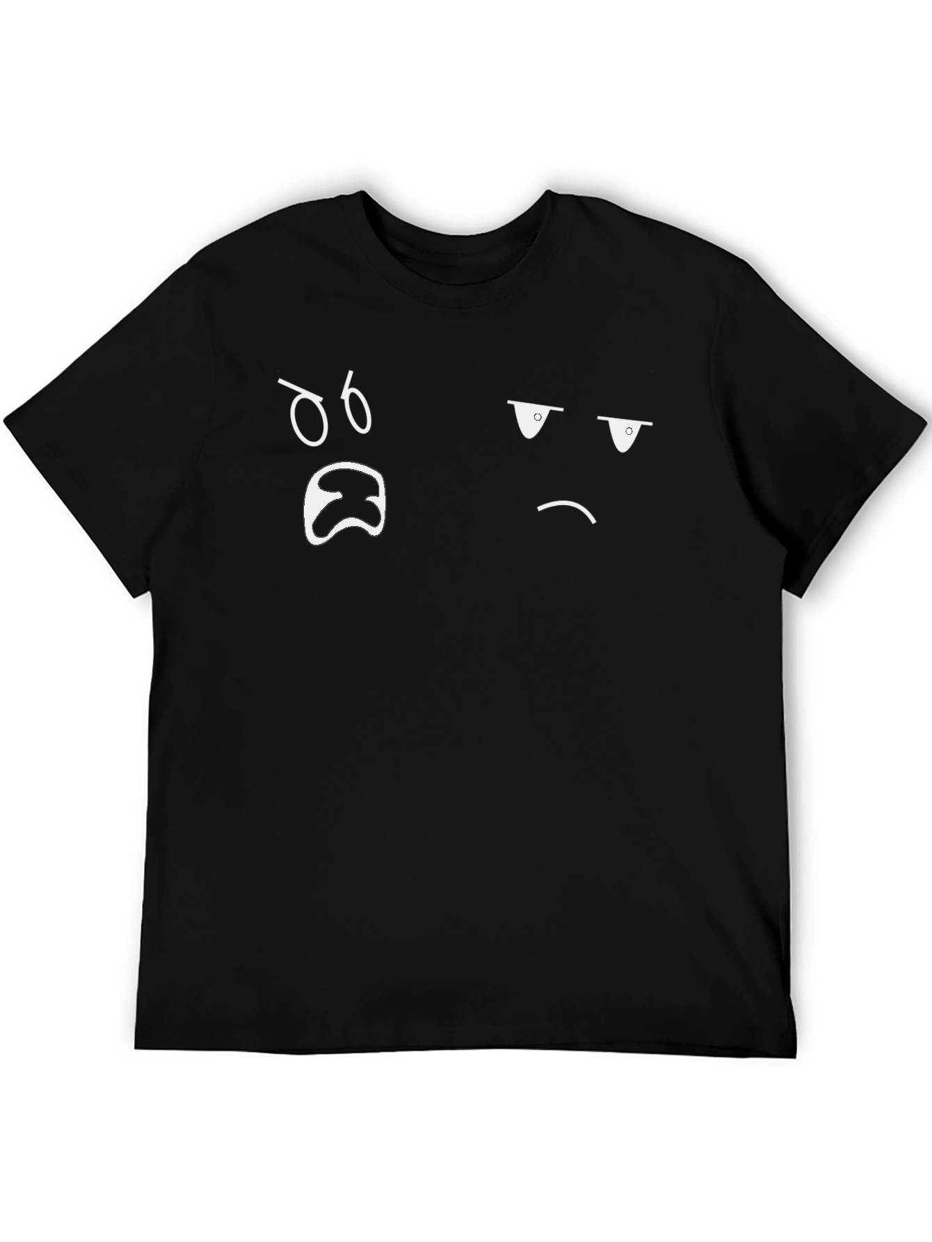 Funny Mood Face Graphic Print Black T-Shirt