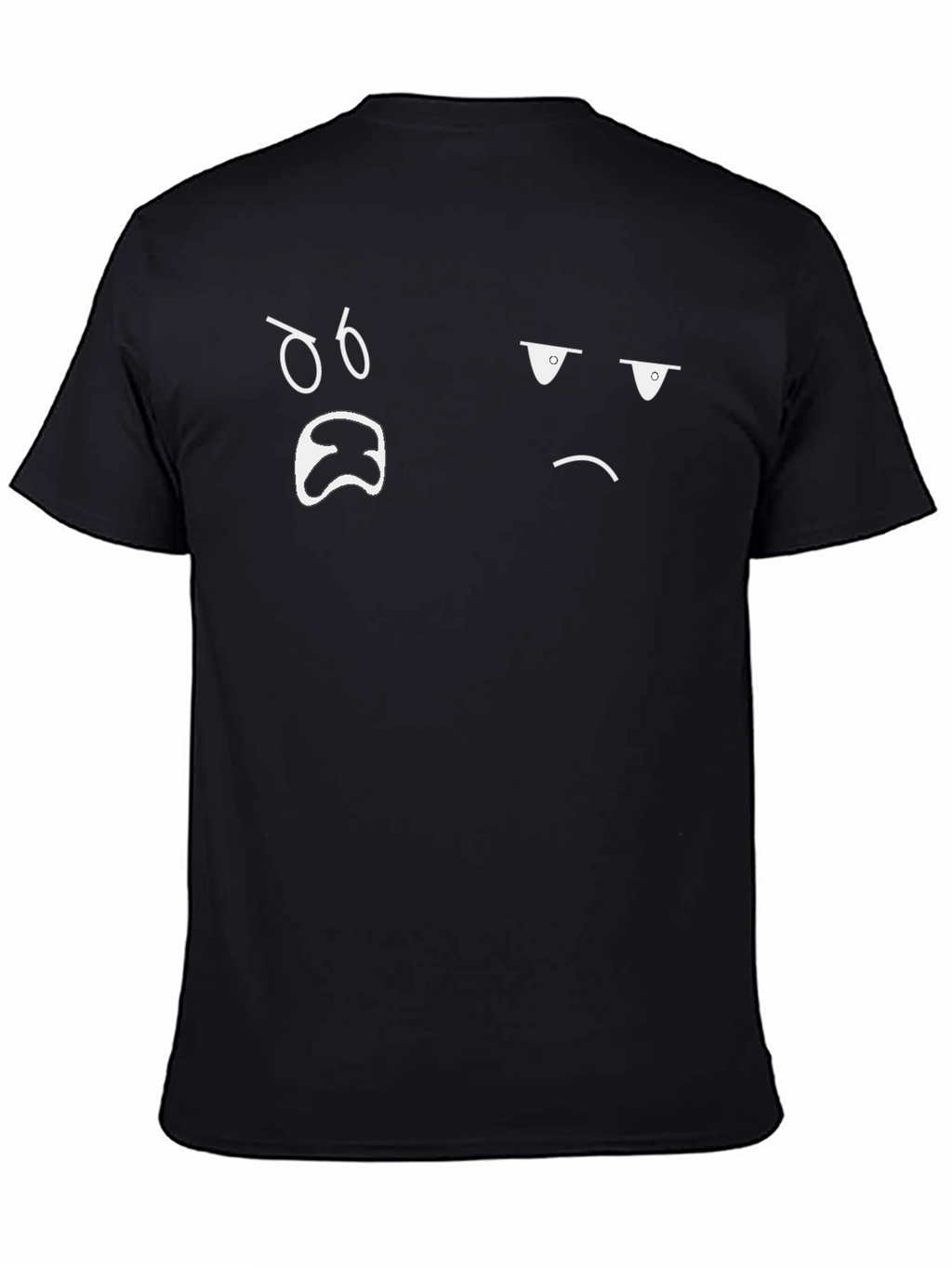 Funny Mood Face Graphic Print Black T-Shirt