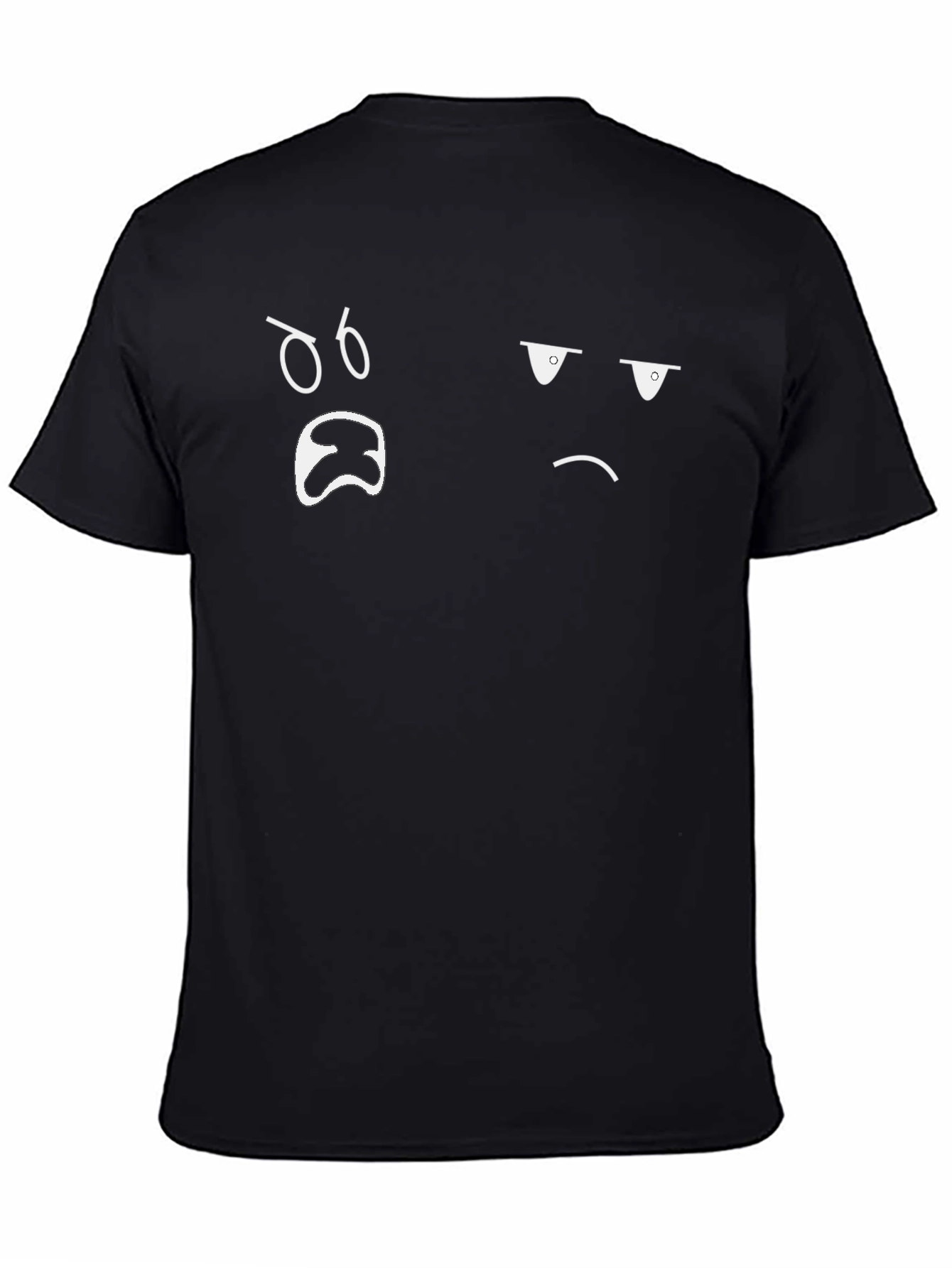 Funny Mood Face Graphic Print Black T-Shirt