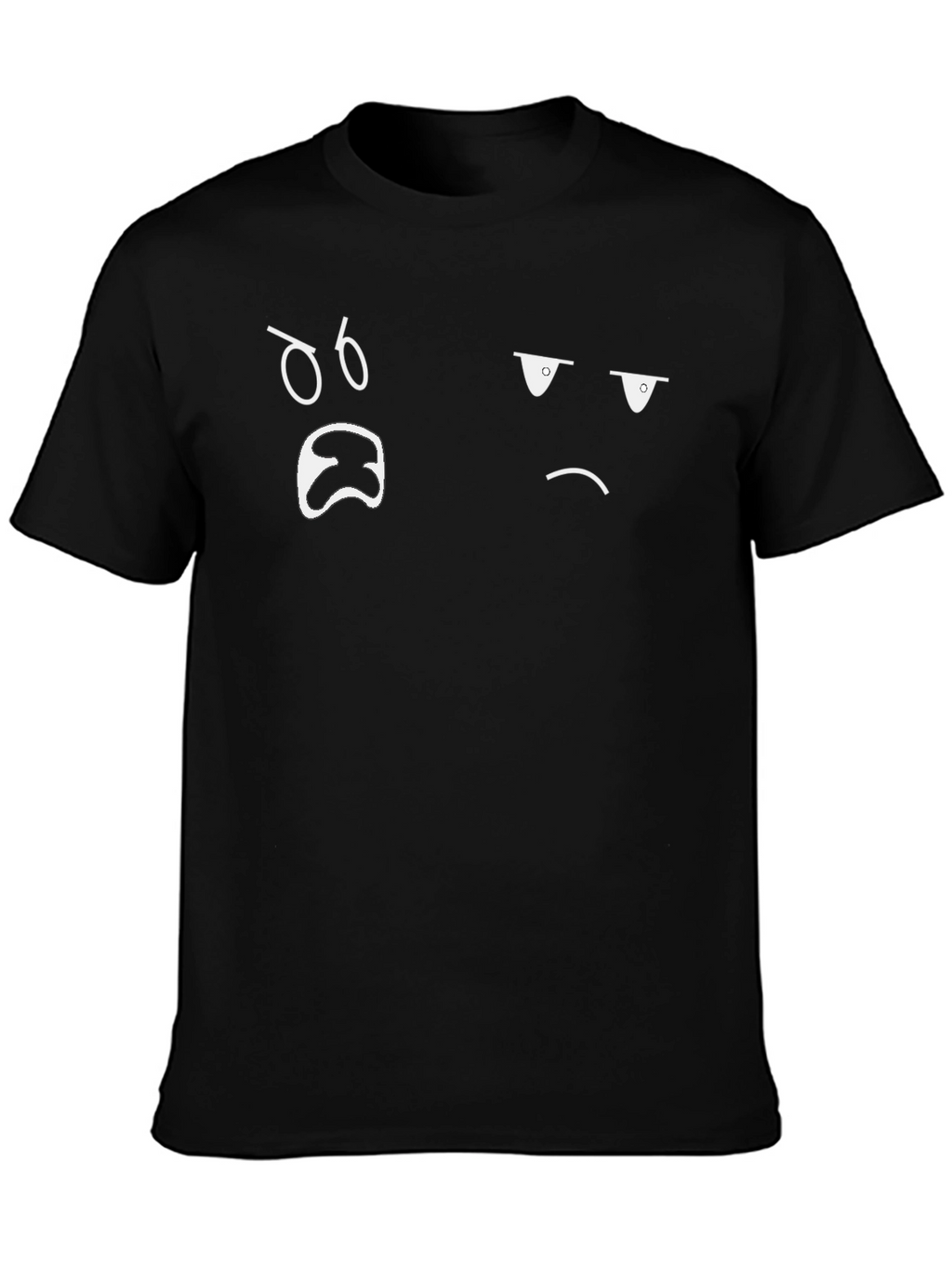 Funny Mood Face Graphic Print Black T-Shirt