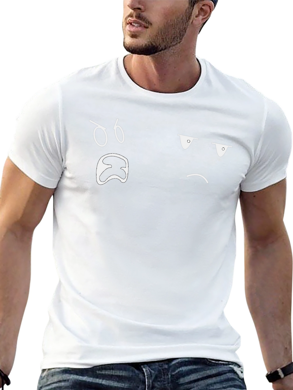 Funny Mood Face Graphic Print Black T-Shirt