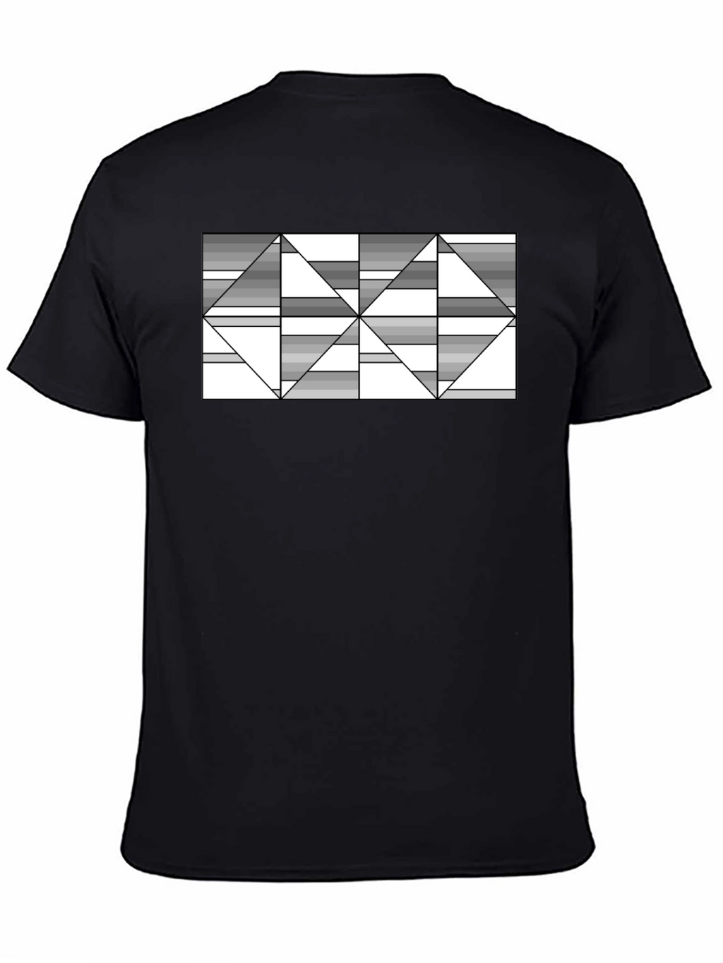 Abstract Geometric Triangle T-Shirt - Black