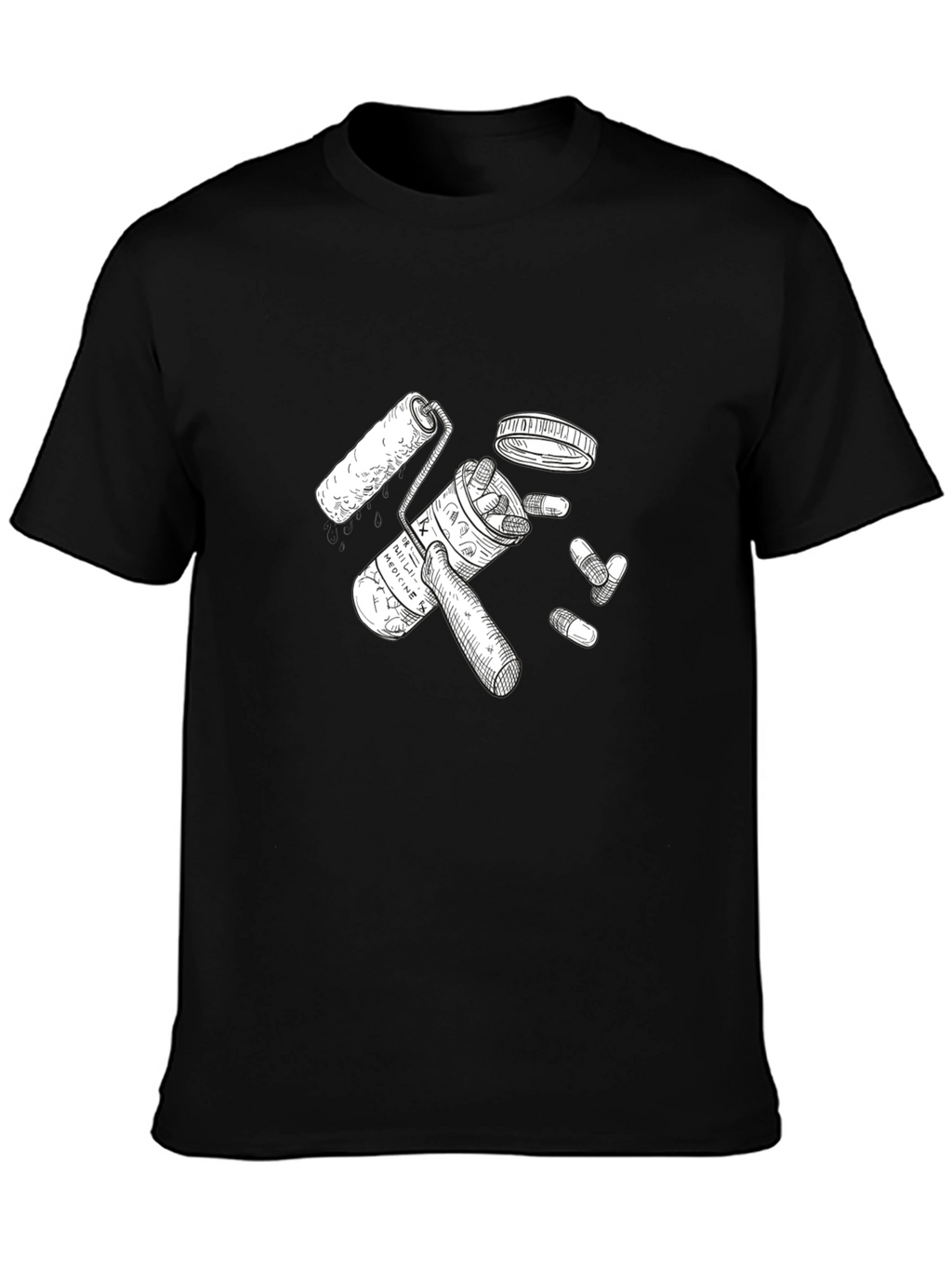 Pills & Roller Black Graphic Tee