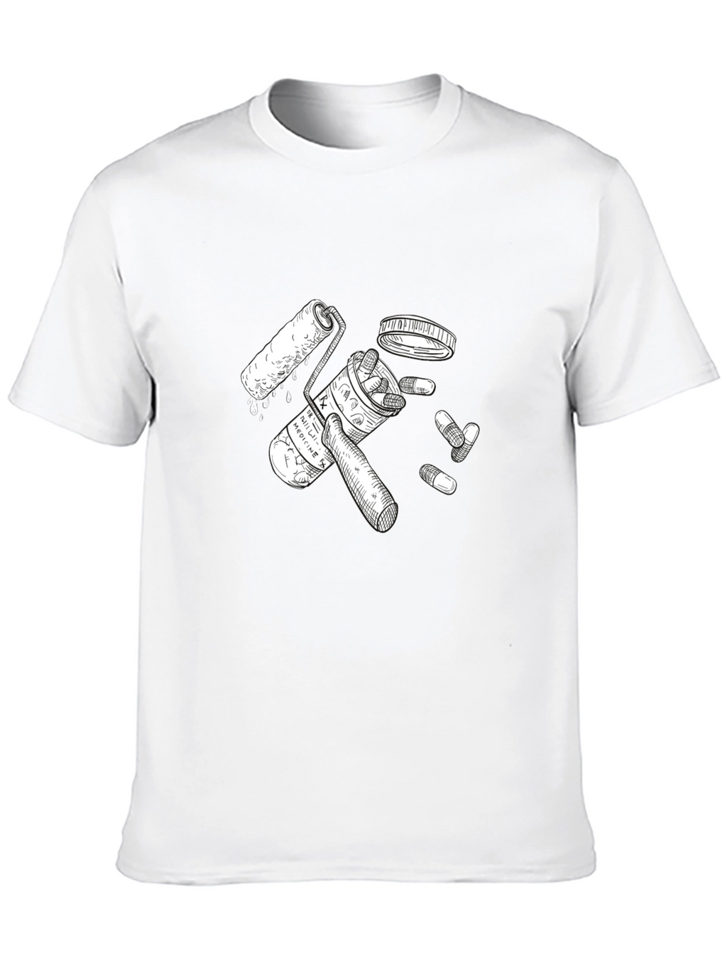 Pills & Roller Black Graphic Tee