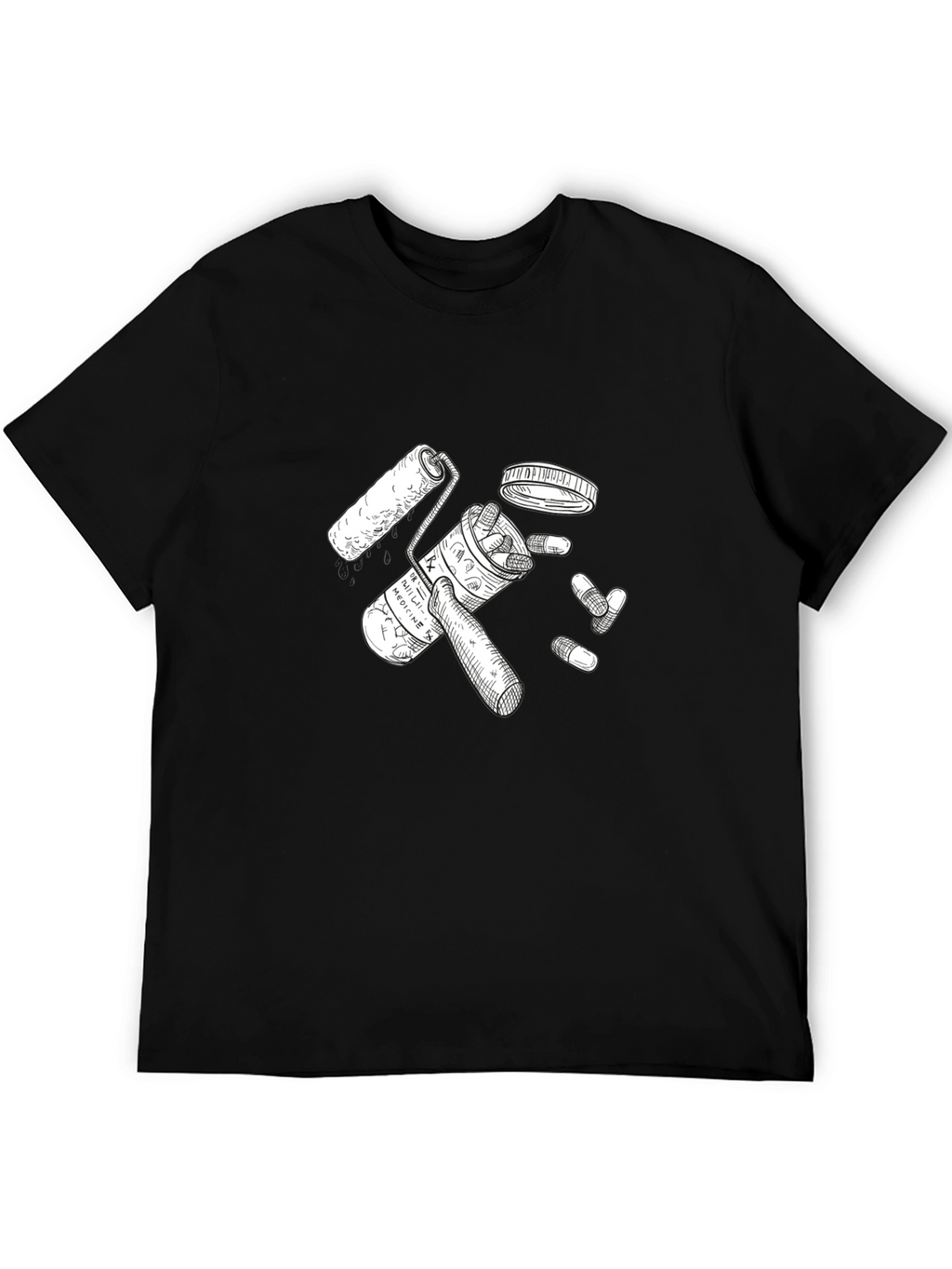 Pills & Roller Black Graphic Tee