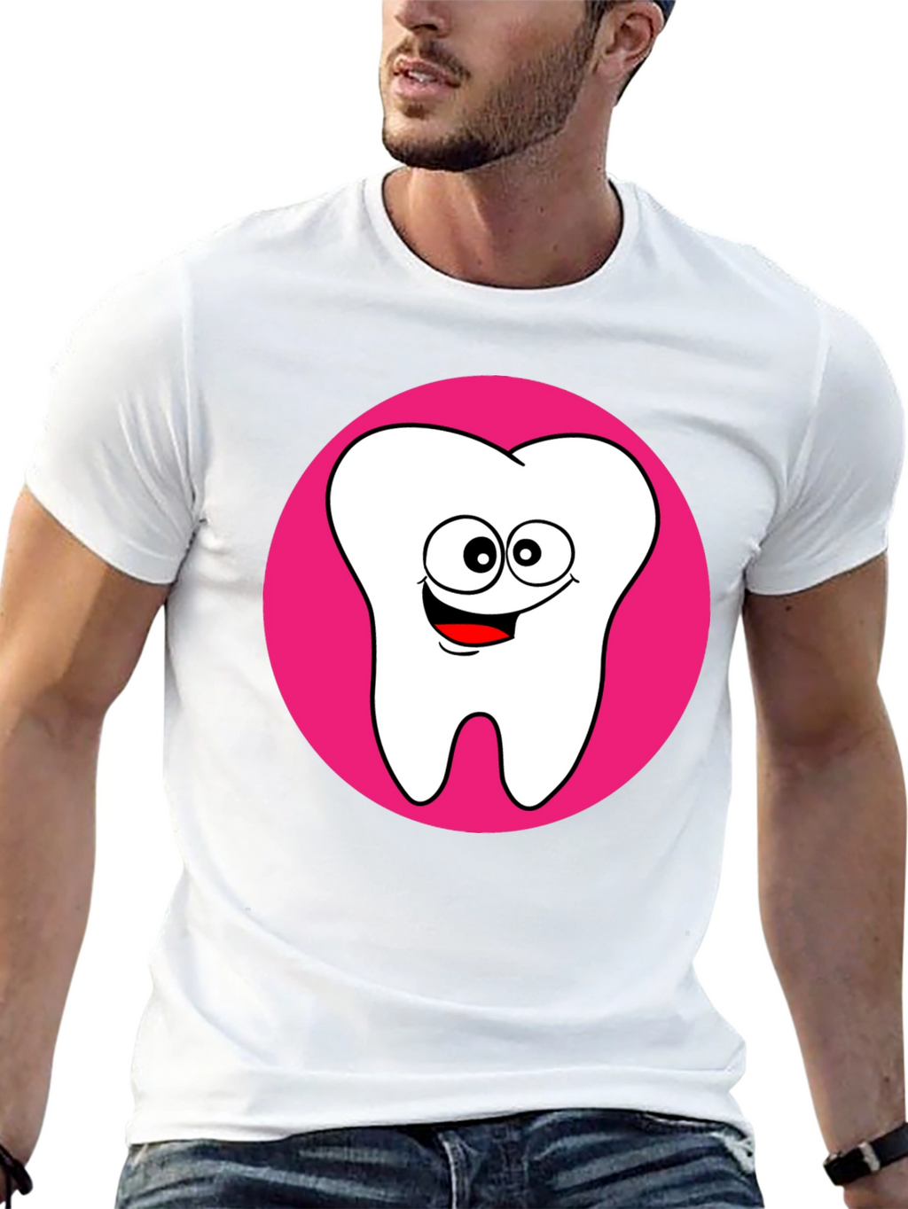 Funny Tooth Graphic Tee - Black Cotton T-Shirt