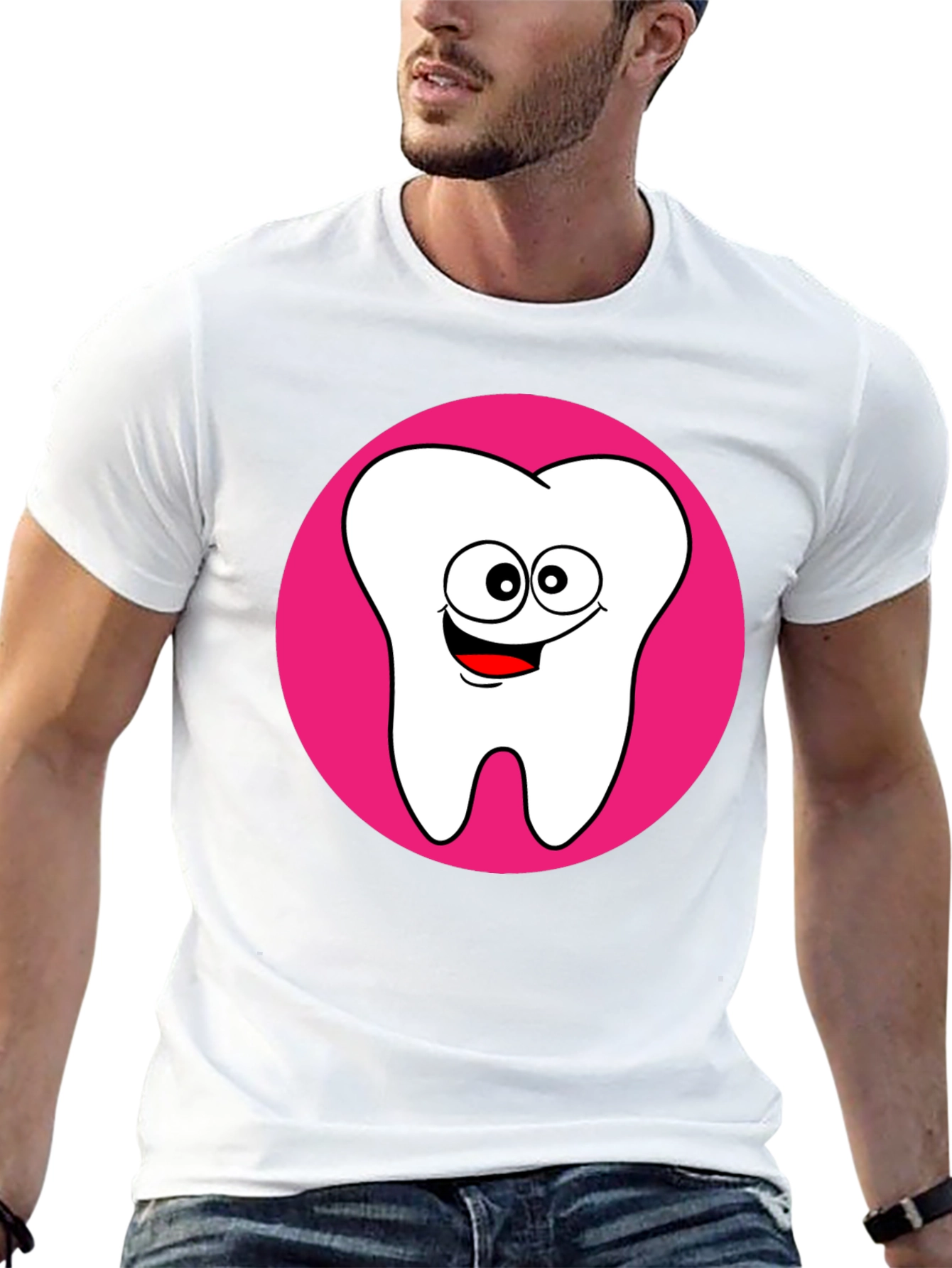 Funny Tooth Graphic Tee - Black Cotton T-Shirt