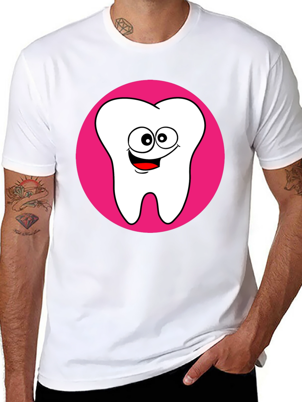Funny Tooth Graphic Tee - Black Cotton T-Shirt