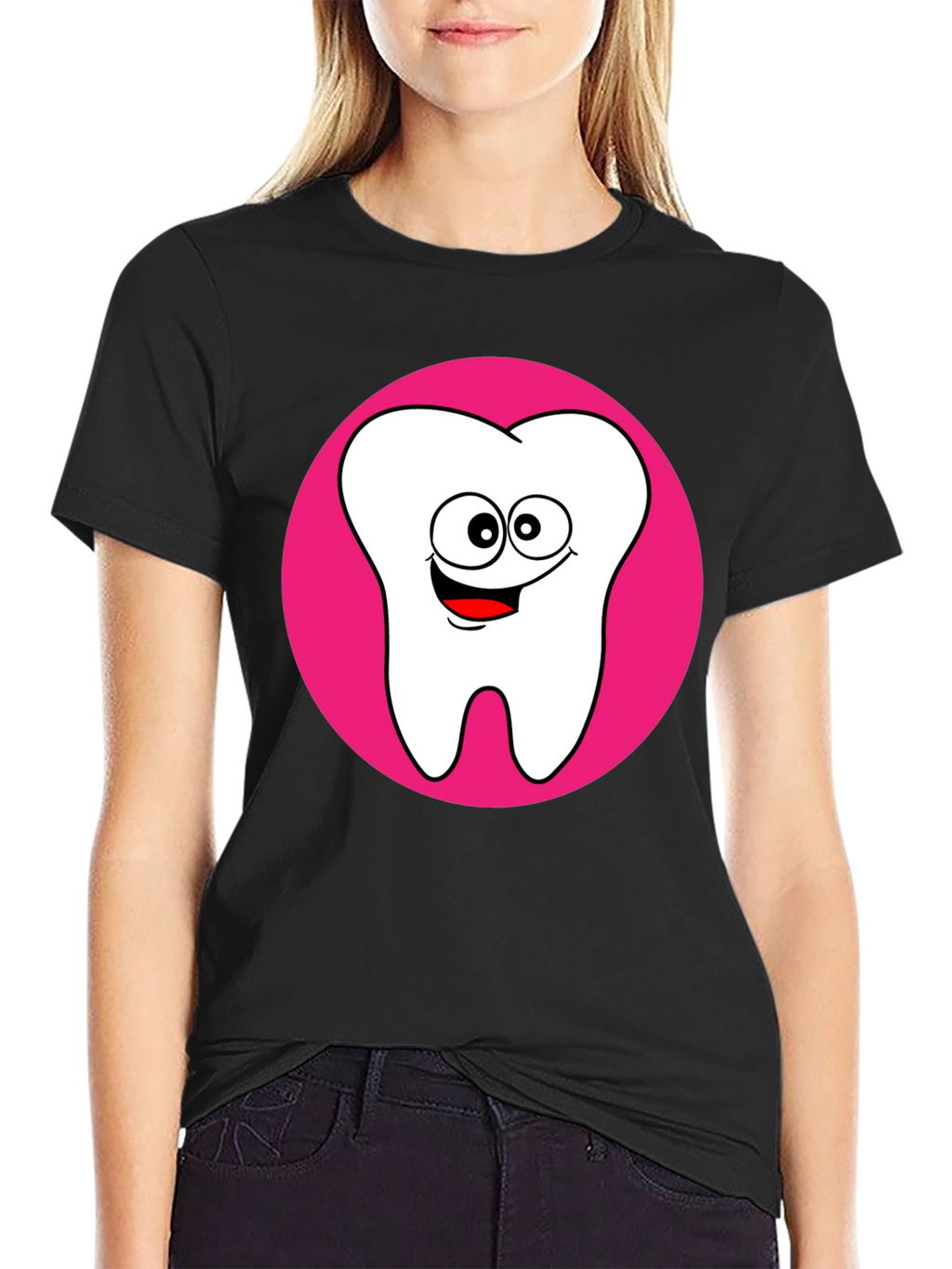 Funny Tooth Graphic Tee - Black Cotton T-Shirt