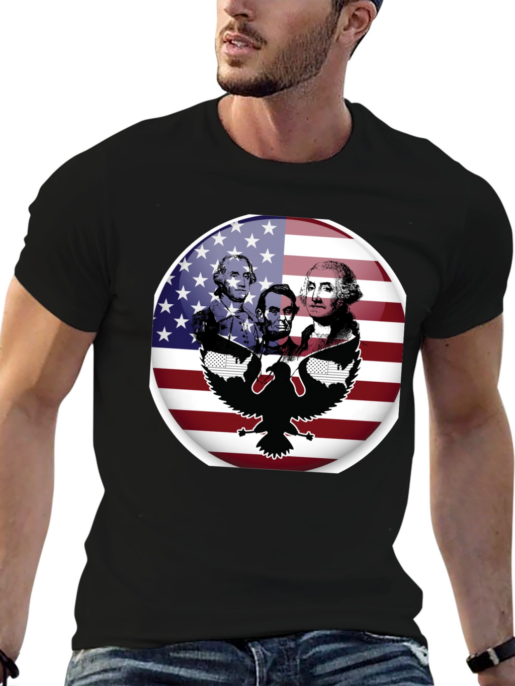 Patriotic Presidents & Eagle Graphic T-Shirt