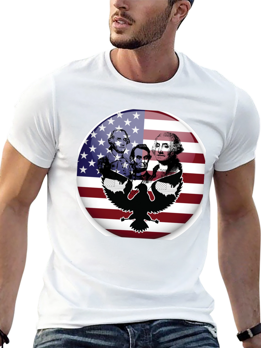 Patriotic Presidents & Eagle Graphic T-Shirt
