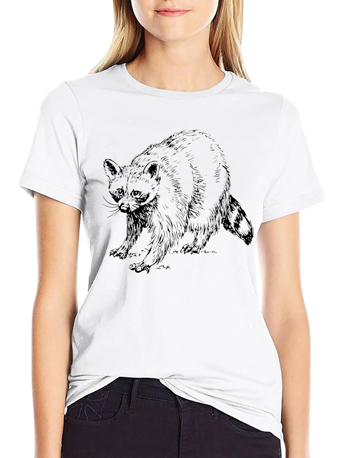 Raccoon Graphic Print T-Shirt - Stylish Comfort