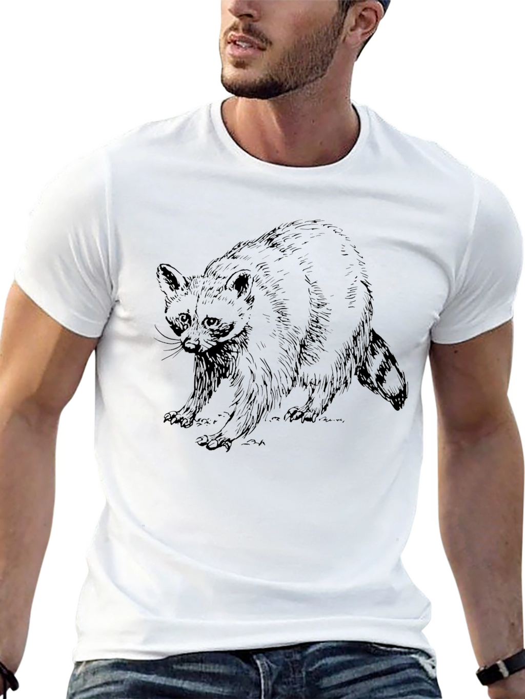 Raccoon Graphic Print T-Shirt - Stylish Comfort