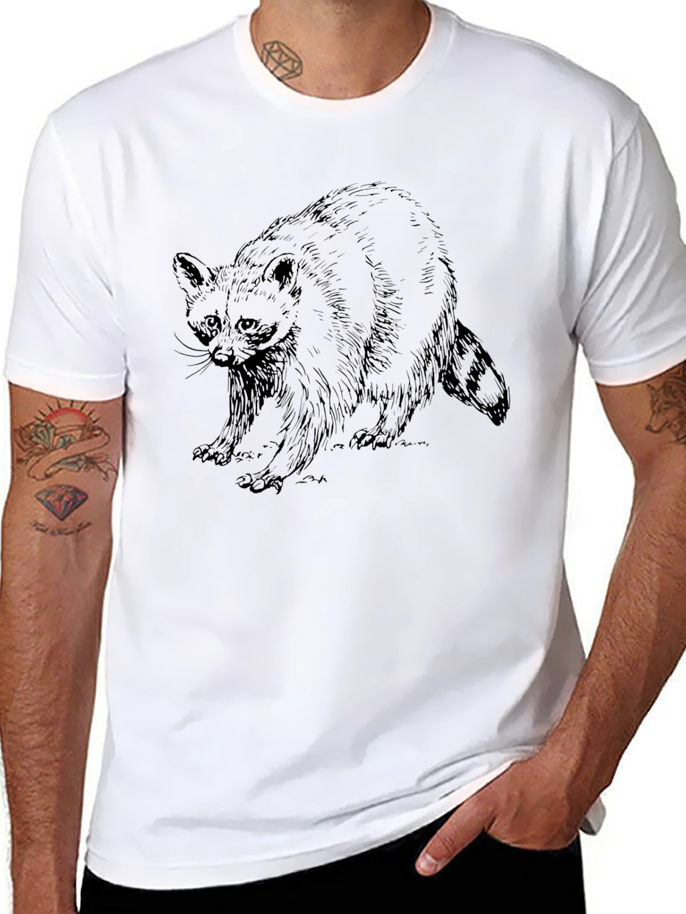 Raccoon Graphic Print T-Shirt - Stylish Comfort