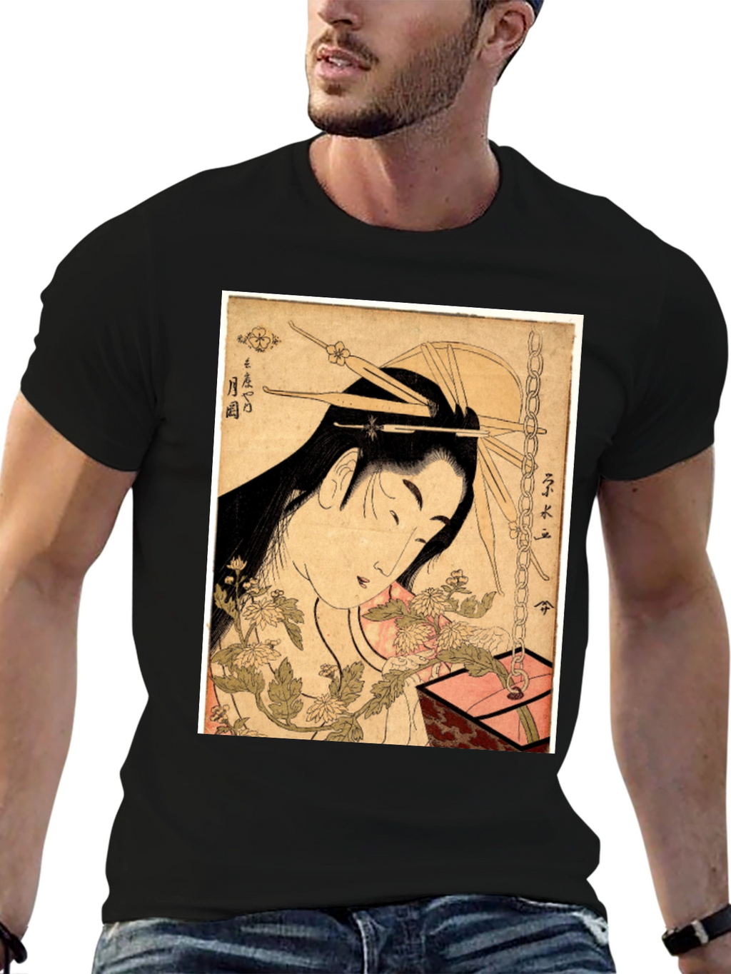 Ukiyo-e Art Black T-Shirt