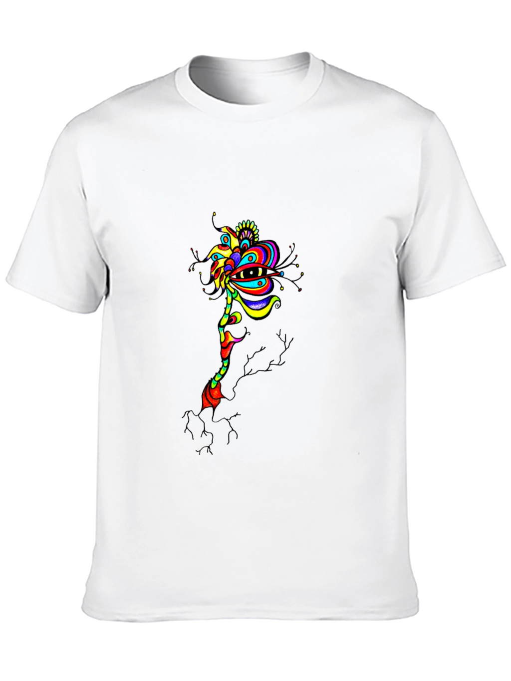 Abstract Eye Flower Graphic Tee - Black