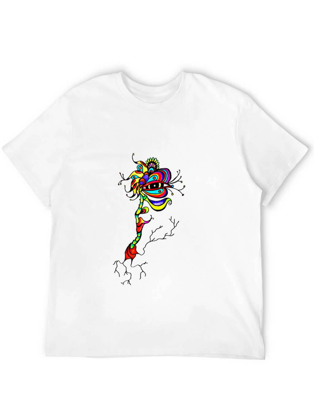 Abstract Eye Flower Graphic Tee - Black