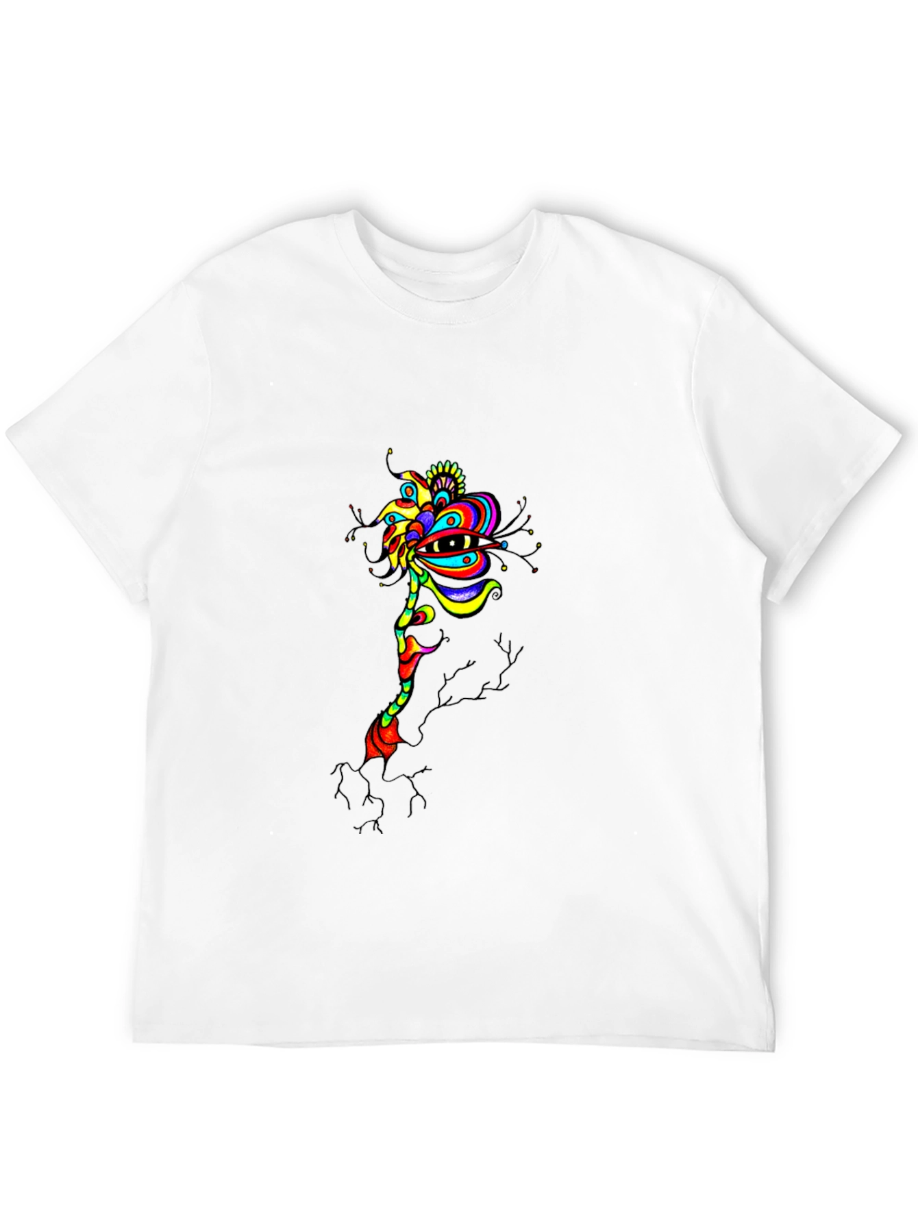 Abstract Eye Flower Graphic Tee - Black