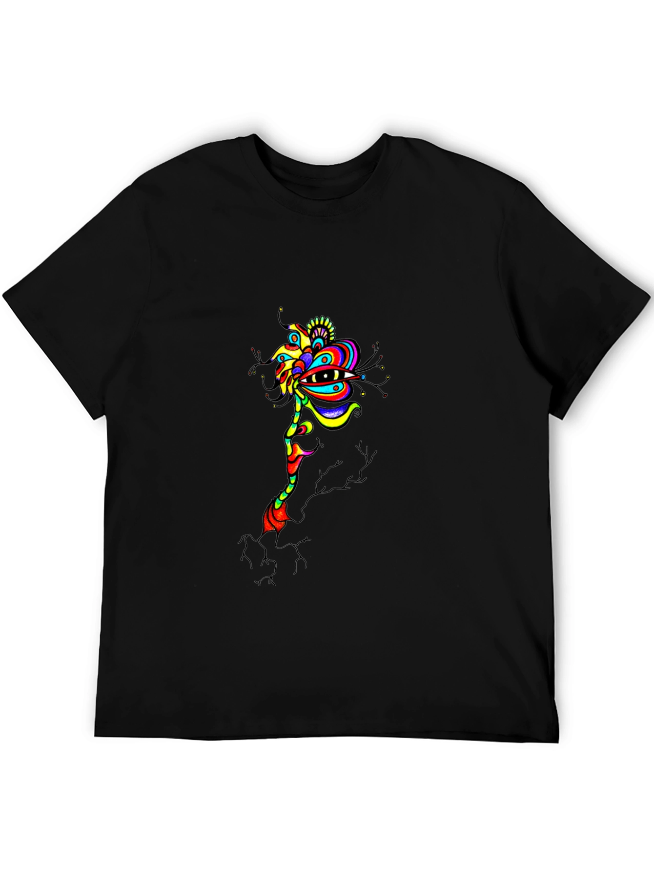 Abstract Eye Flower Graphic Tee - Black