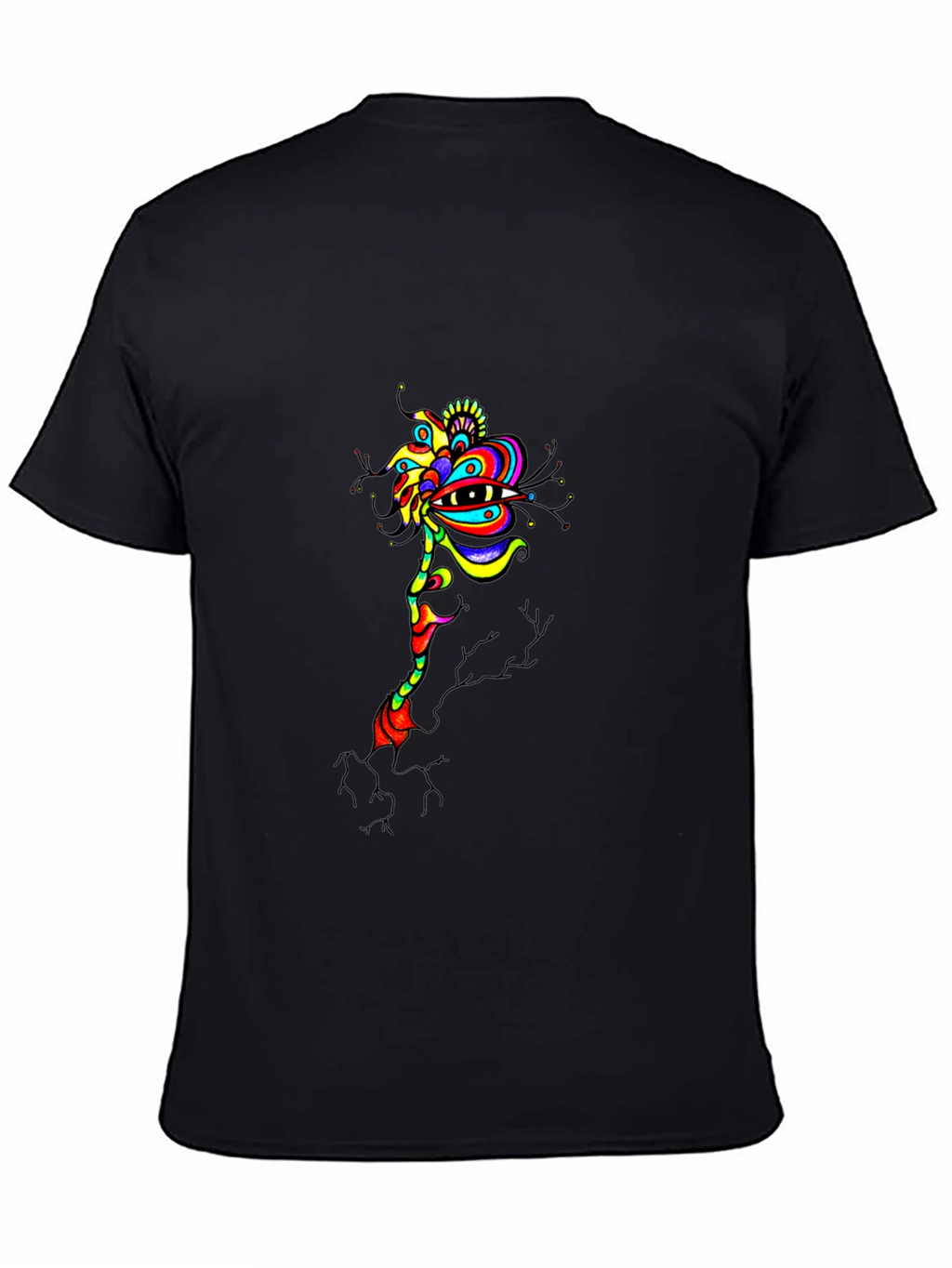 Abstract Eye Flower Graphic Tee - Black