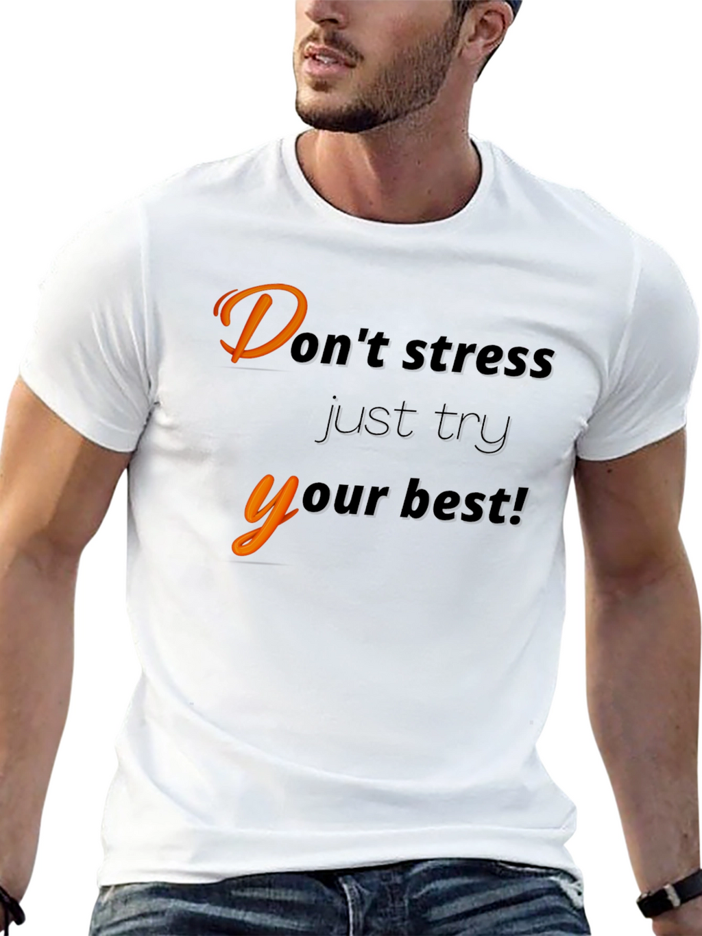 Motivational Black T-Shirt - Dont Stress