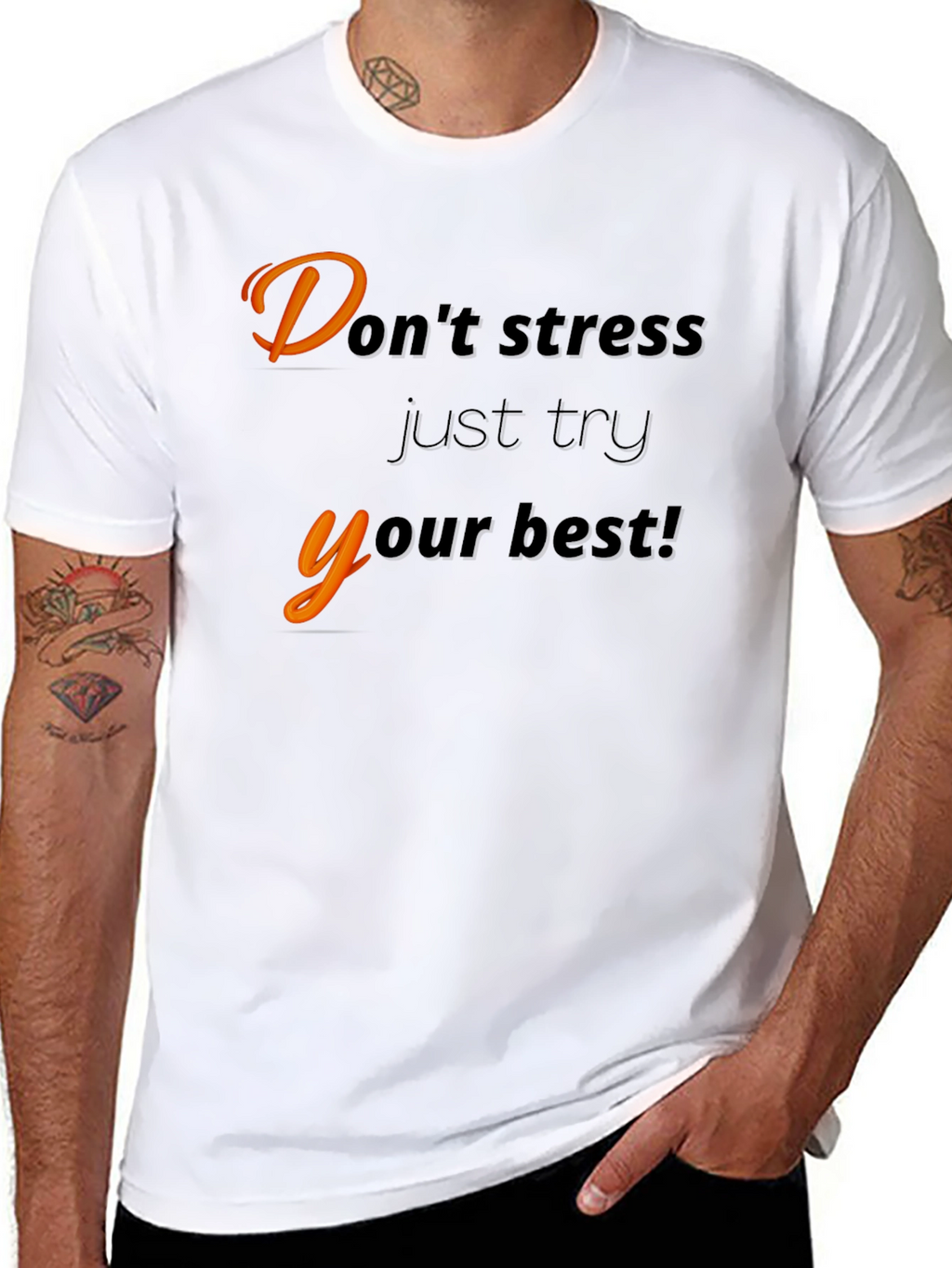 Motivational Black T-Shirt - Dont Stress