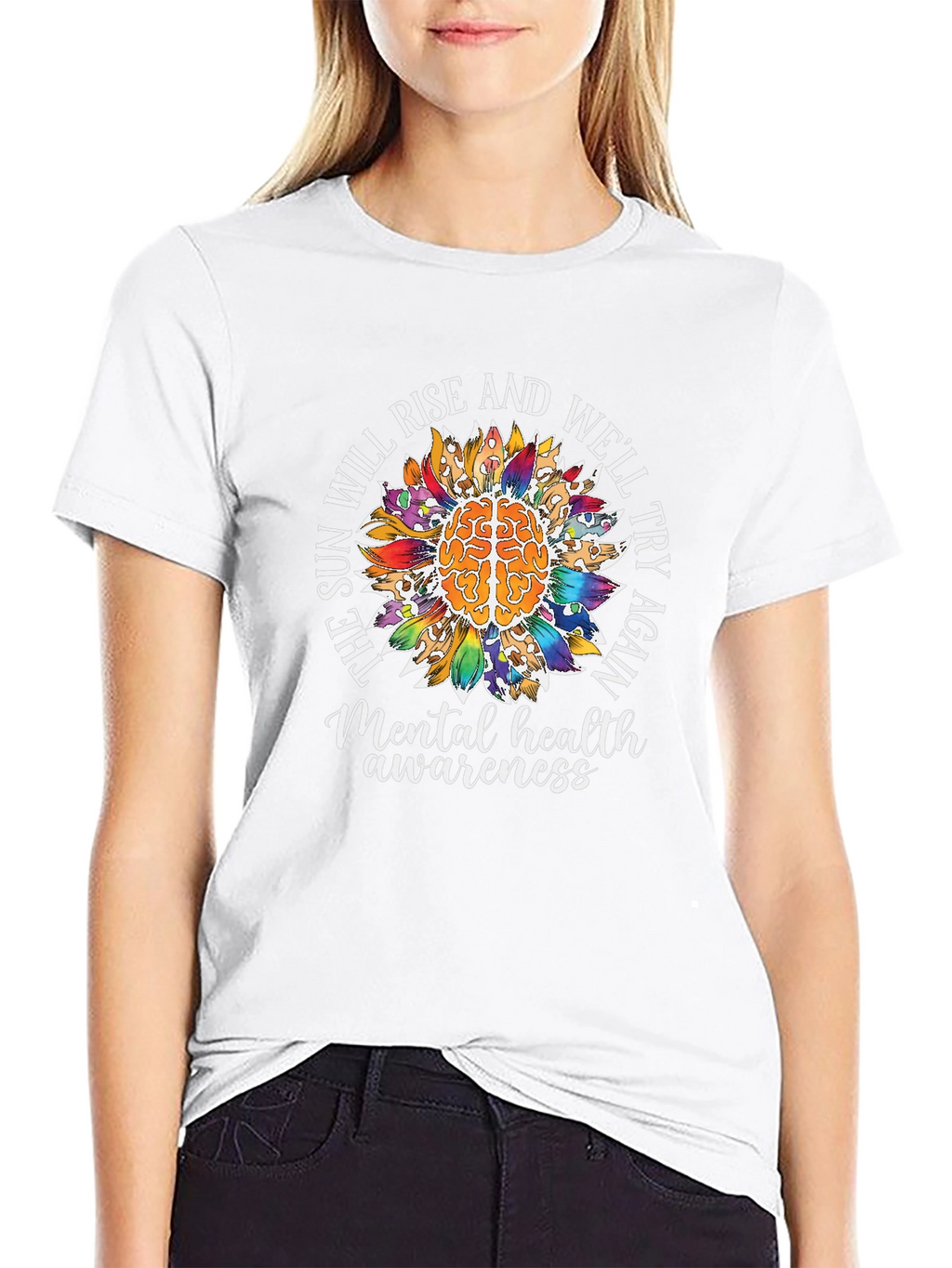 Mental Health Awareness T-Shirt Sunflower Brain Tee