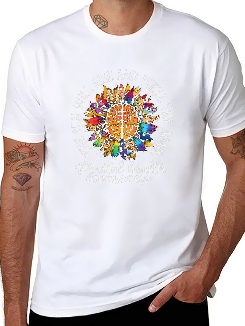 Mental Health Awareness T-Shirt Sunflower Brain Tee