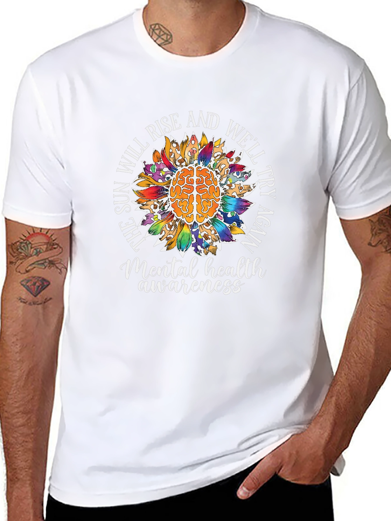 Mental Health Awareness T-Shirt Sunflower Brain Tee