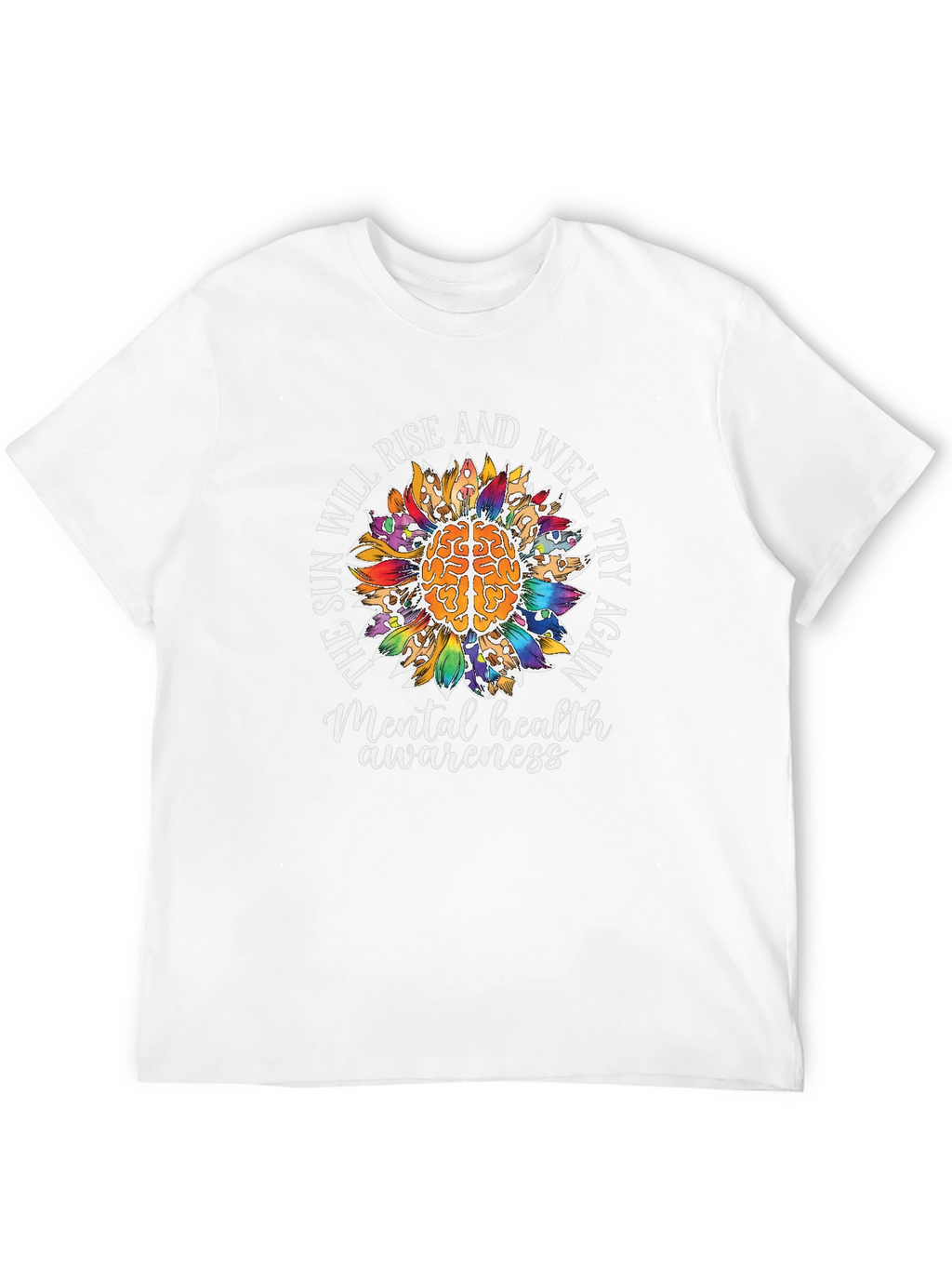 Mental Health Awareness T-Shirt Sunflower Brain Tee