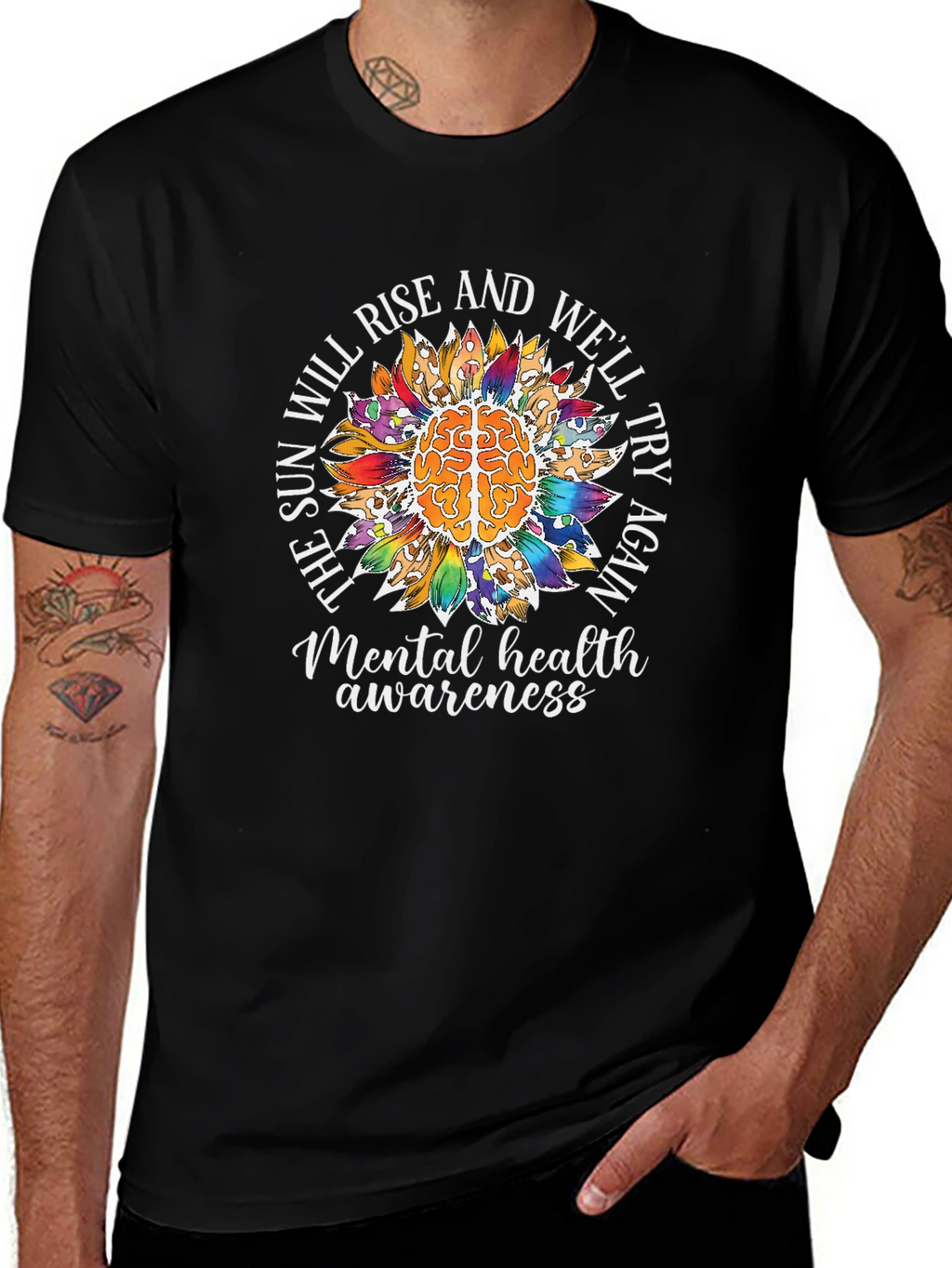 Mental Health Awareness T-Shirt Sunflower Brain Tee