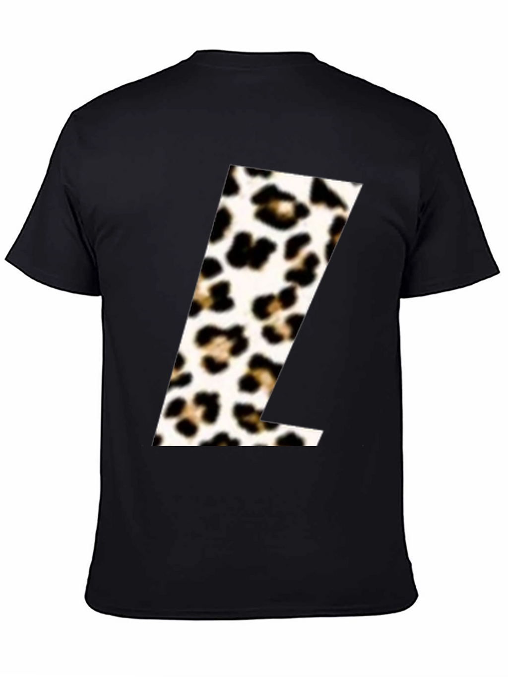 Leopard Print L Initial Black T-Shirt