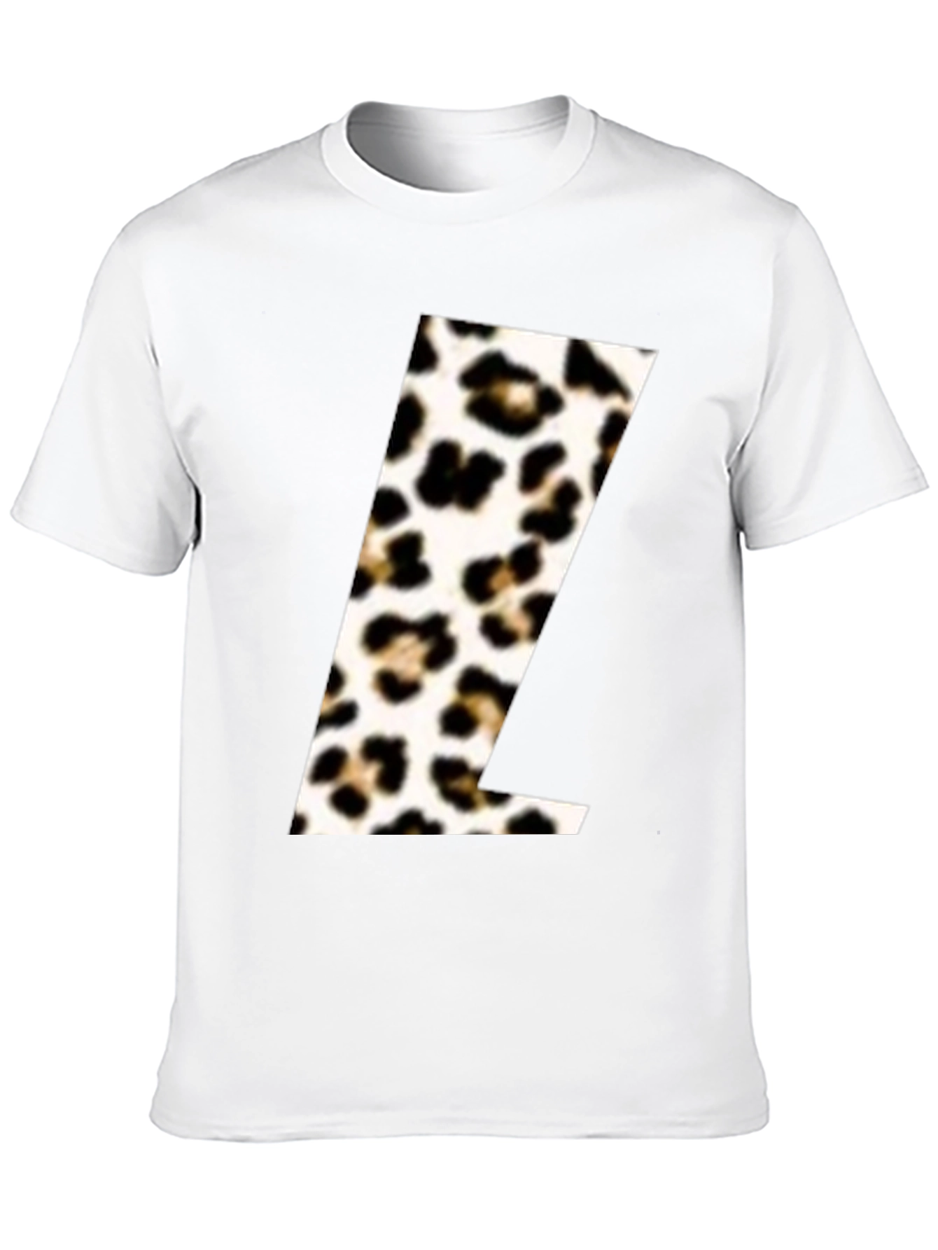Leopard Print L Initial Black T-Shirt