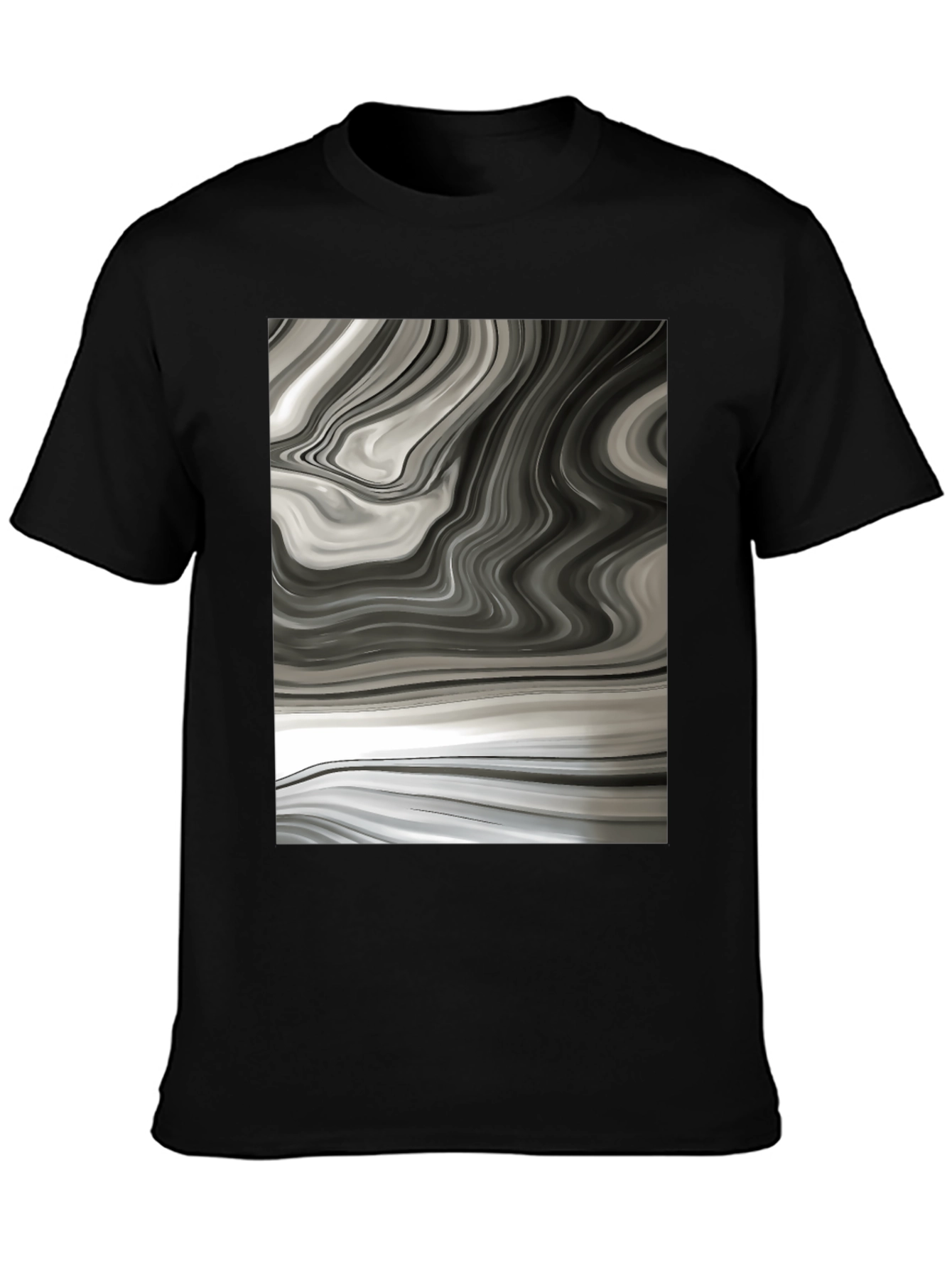 Abstract Swirl Graphic Tee - Modern Black T-Shirt