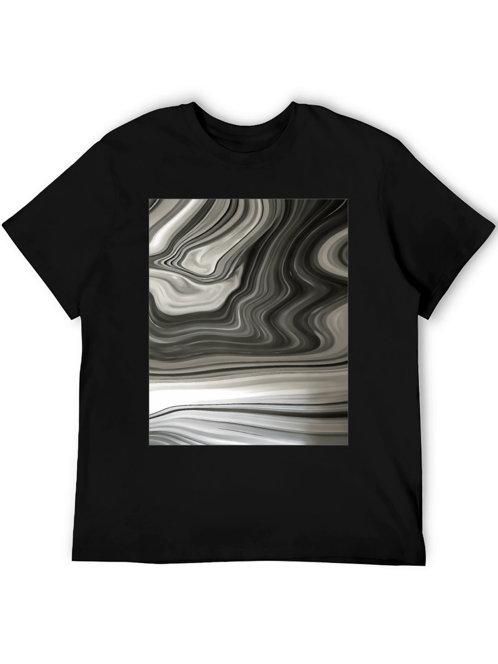Abstract Swirl Graphic Tee - Modern Black T-Shirt