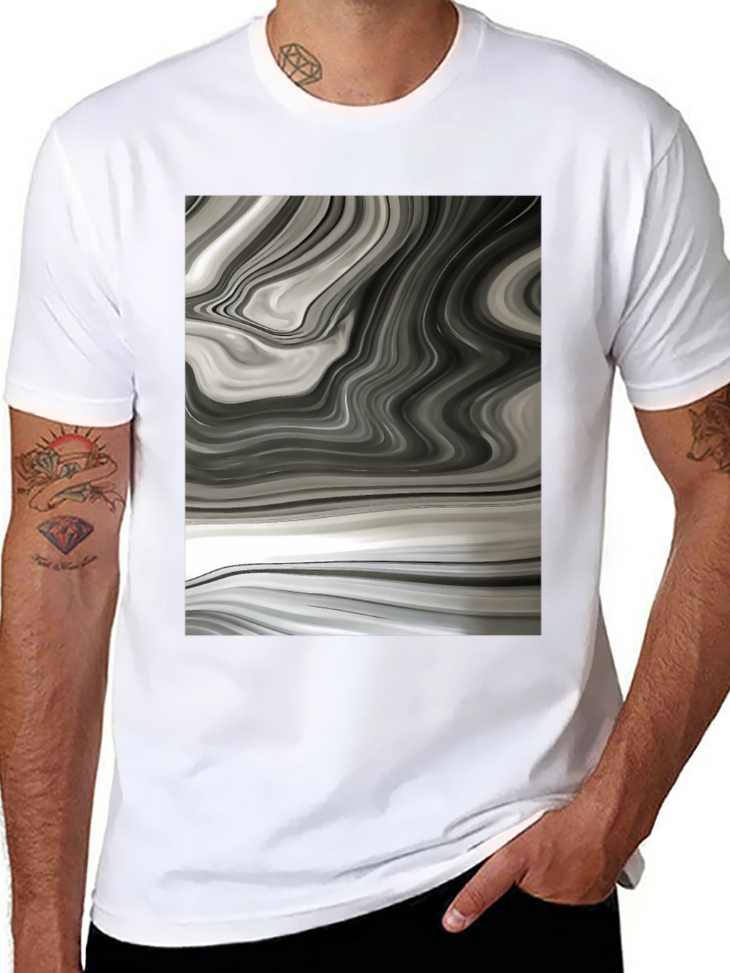 Abstract Swirl Graphic Tee - Modern Black T-Shirt