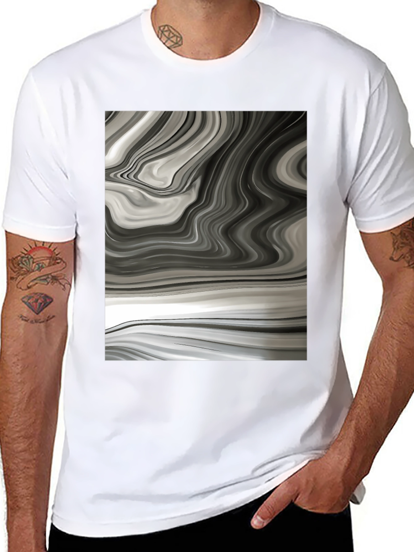 Abstract Swirl Graphic Tee - Modern Black T-Shirt