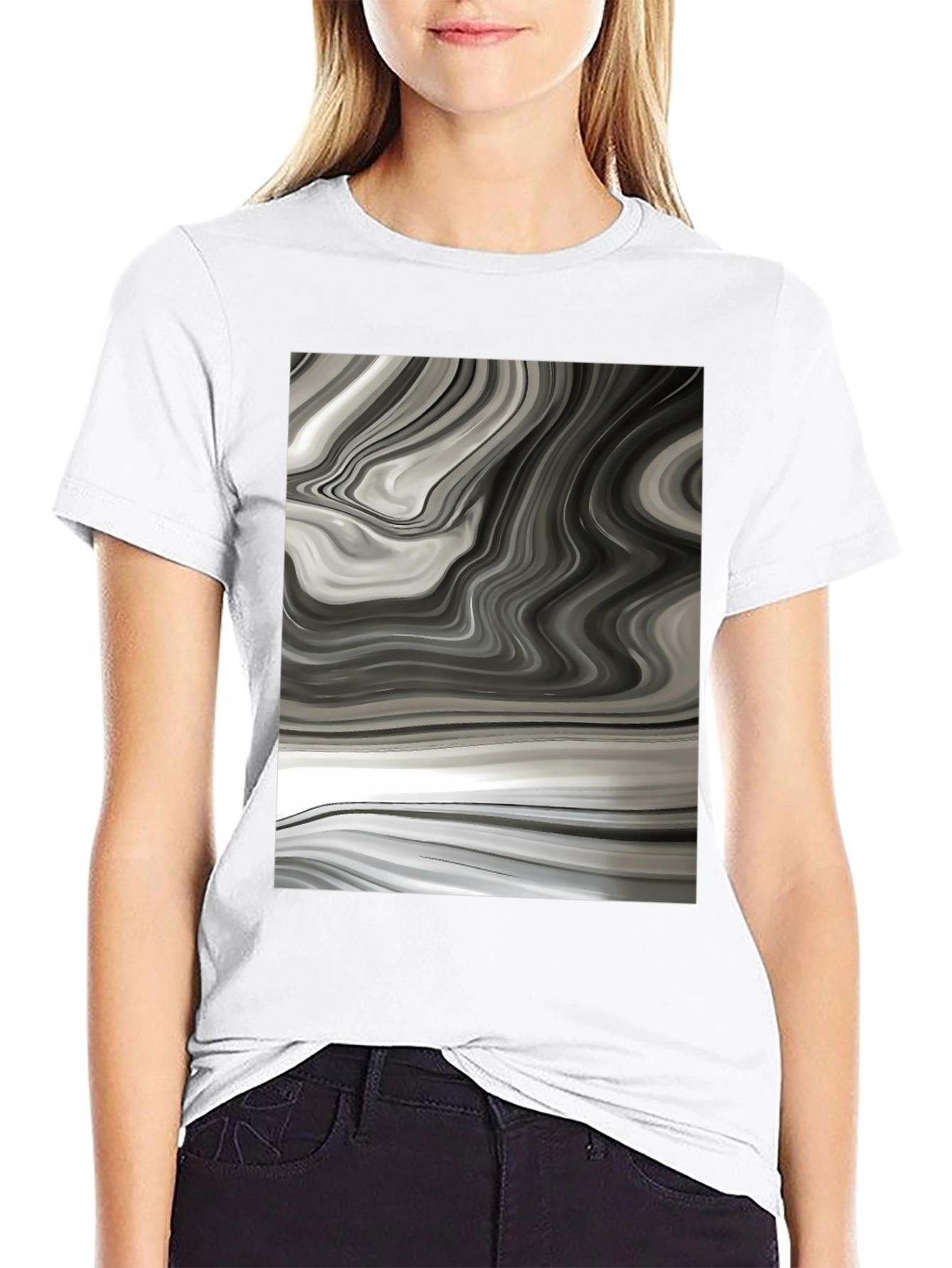Abstract Swirl Graphic Tee - Modern Black T-Shirt