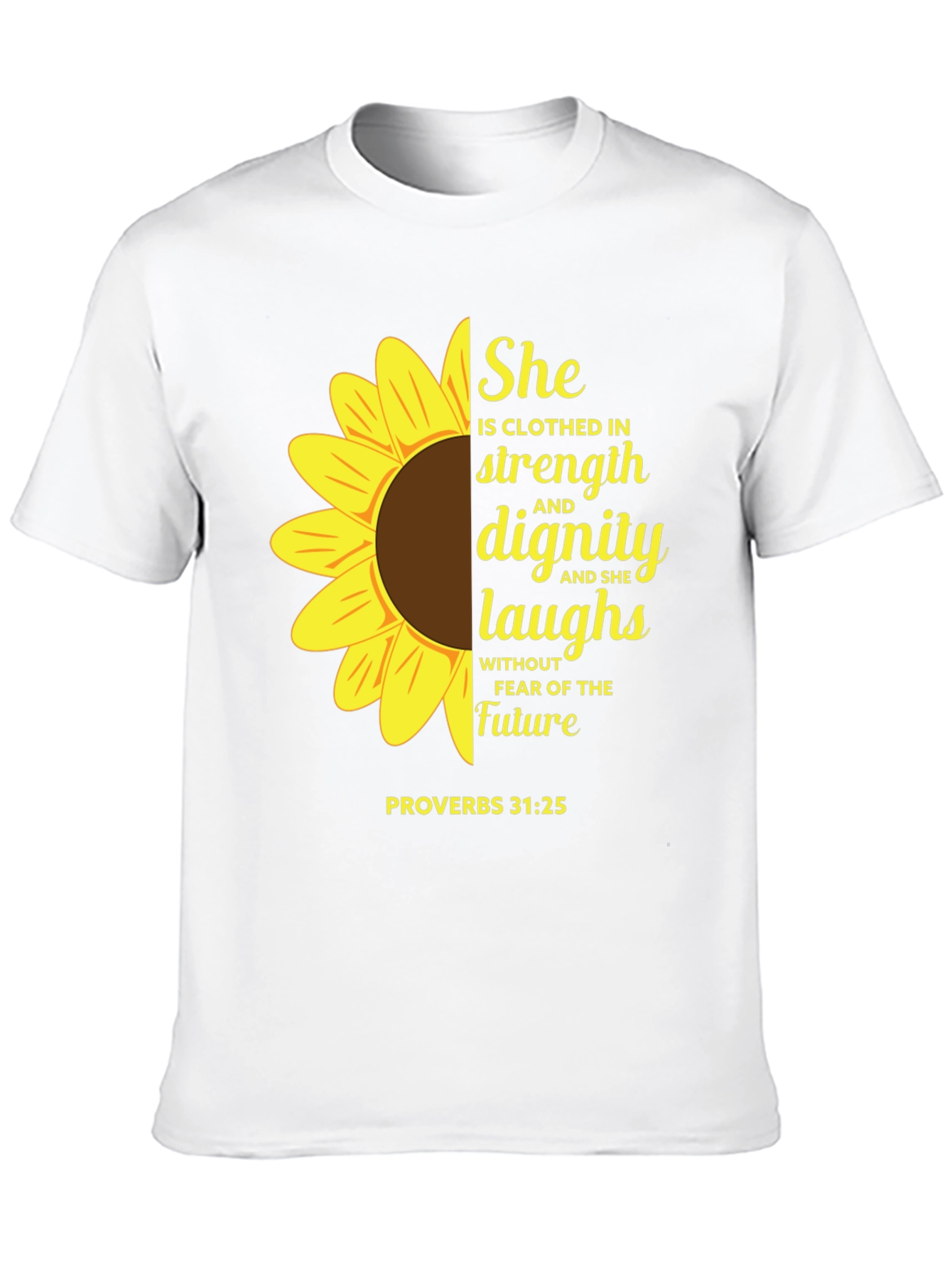 Sunflower Proverbs 31:25 Black T-Shirt