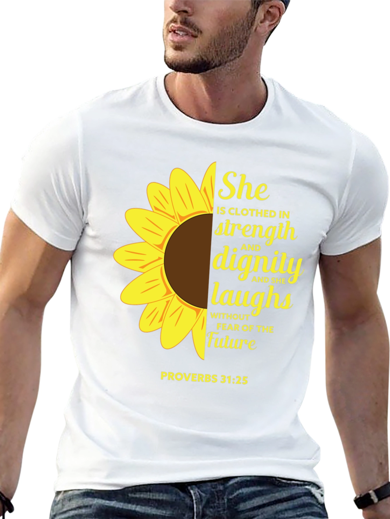 Sunflower Proverbs 31:25 Black T-Shirt