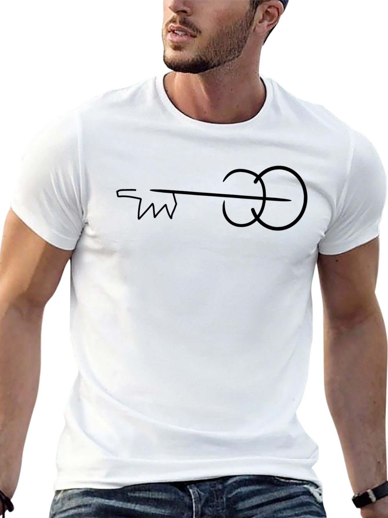 Abstract Key Graphic Tee - Black Minimalist Design