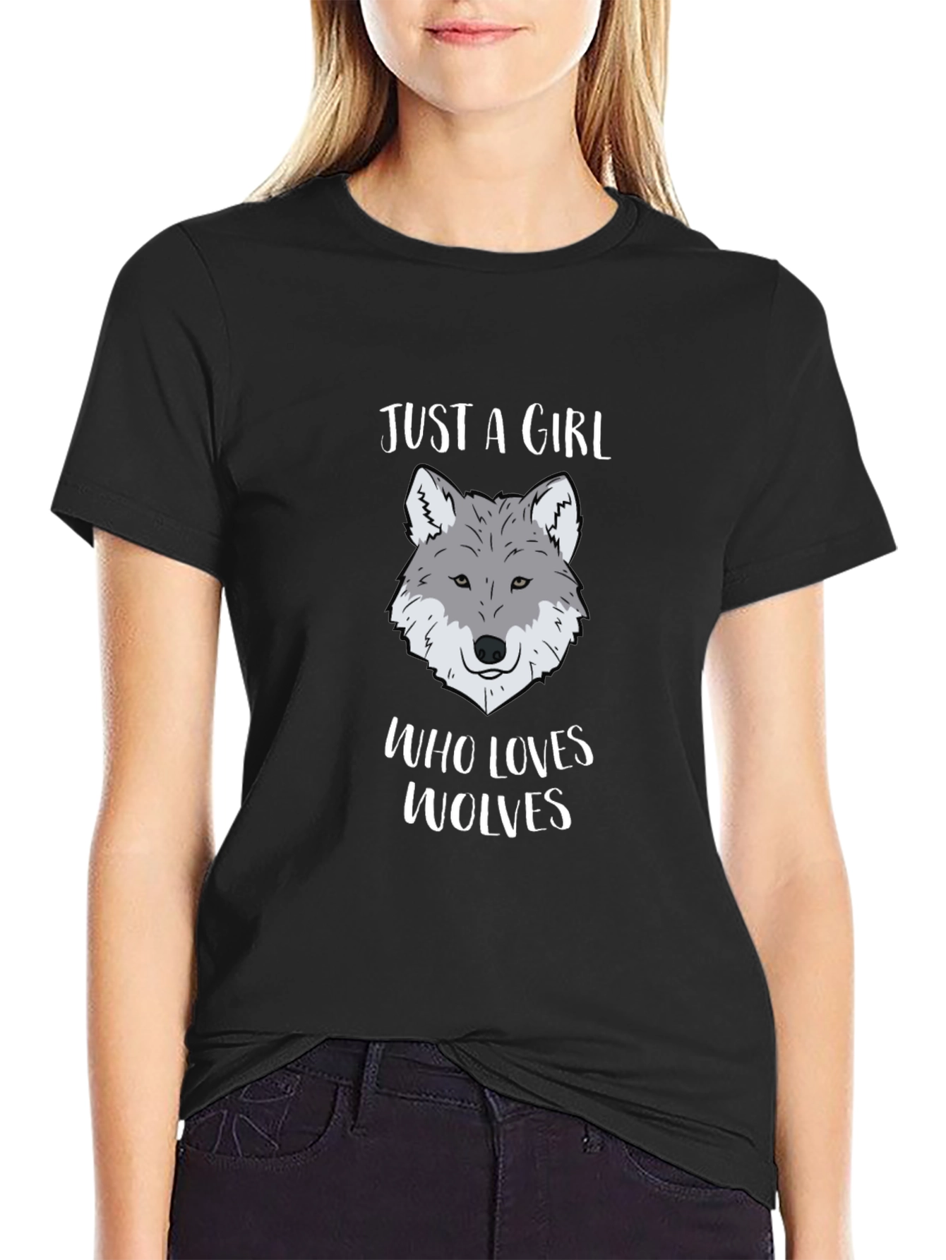 Just a Girl Who Loves Wolves Graphic T-Shirt
