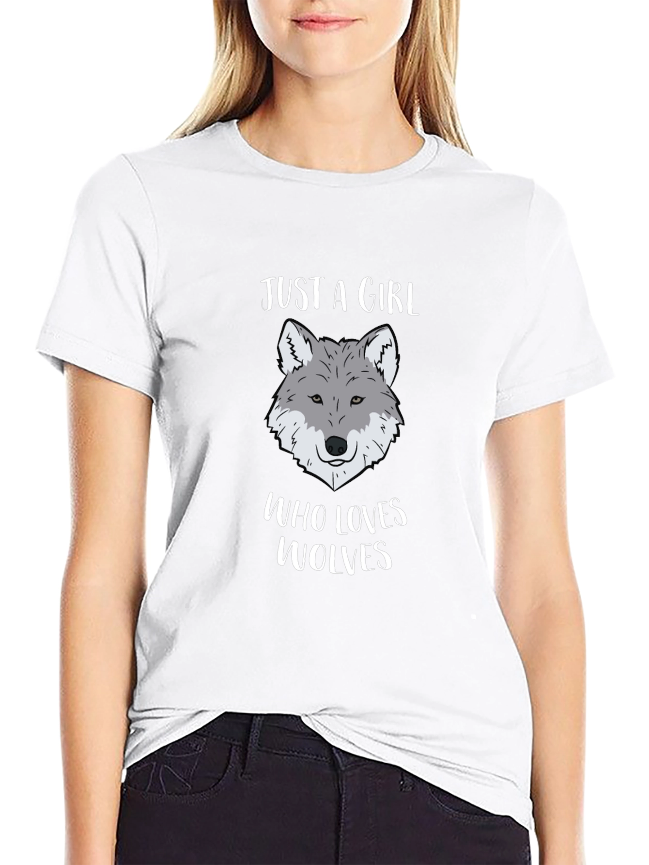 Just a Girl Who Loves Wolves Graphic T-Shirt